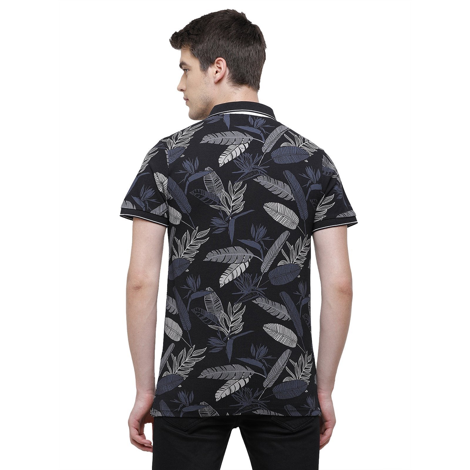 Swiss Club Men's Slim Fit Polo Collar Half Sleeve Floral Cotton Multi T-Shirt STAG - 200 A SF P T-shirt Swiss Club 