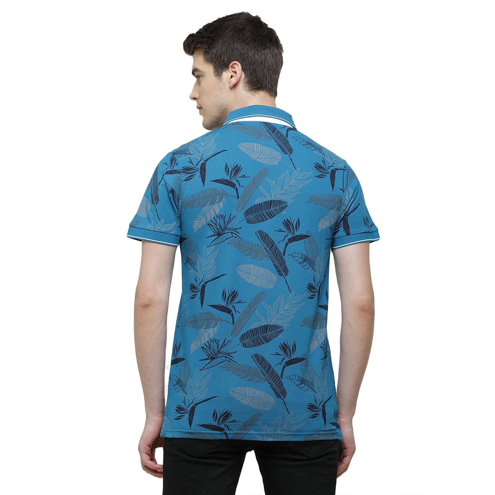 Swiss Club Men's Slim Fit Polo Collar Half Sleeve Floral Cotton Multi T-Shirt STAG - 200 B SF P T-shirt Swiss Club 