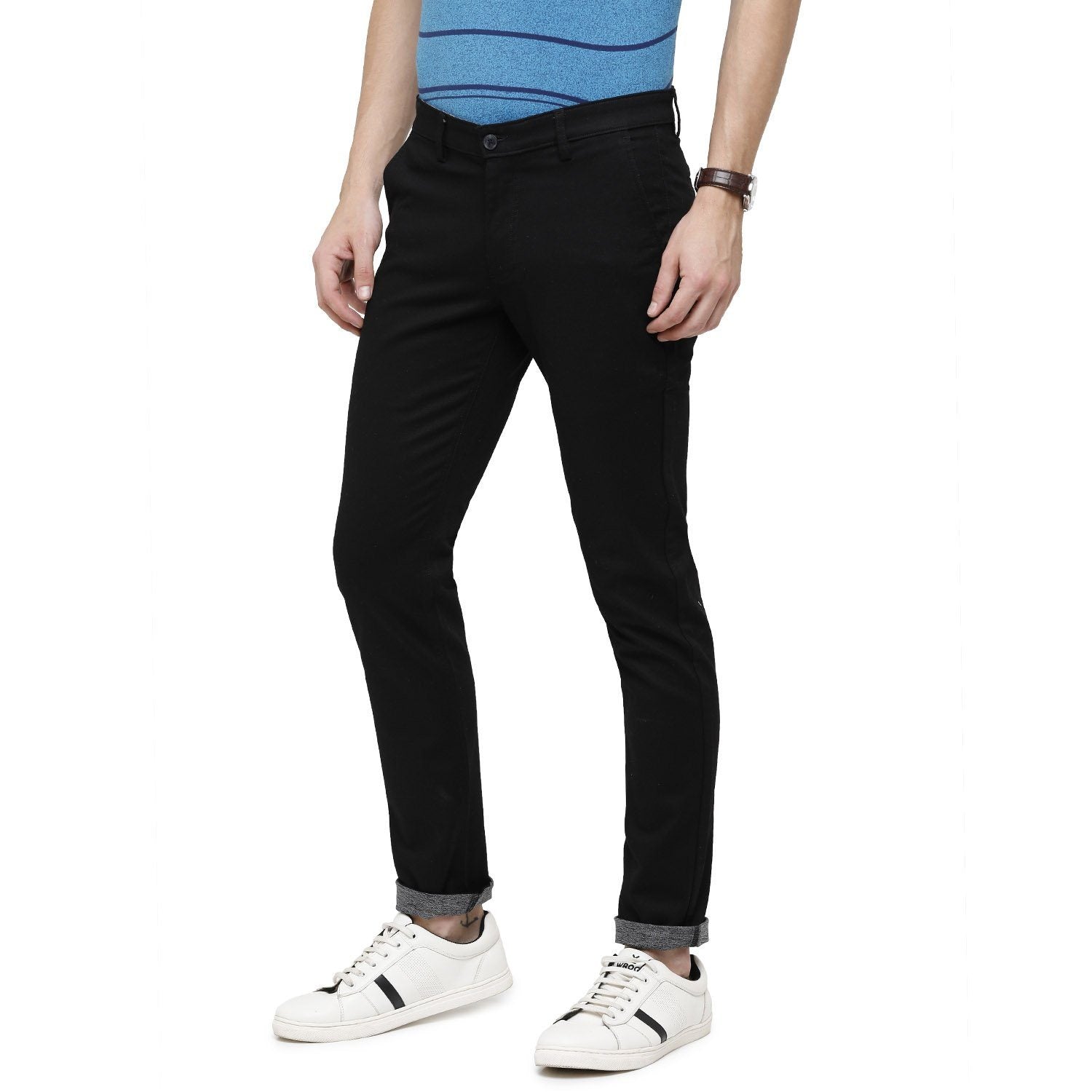 Swiss Club Mens Solid Comfort Fit 98% Cotton 2% Lycra Black Fashion Trousers ( T-SC-31 B-BRW-CF-LY_30INCH ) Swiss Trouser Swiss Club 