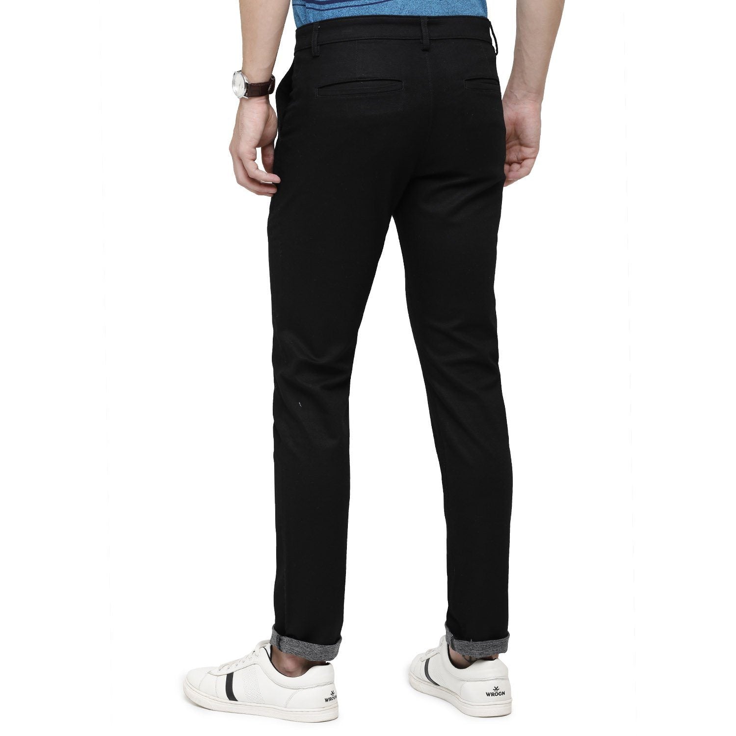 Swiss Club Mens Solid Comfort Fit 98% Cotton 2% Lycra Black Fashion Trousers ( T-SC-31 B-BRW-CF-LY_30INCH ) Swiss Trouser Swiss Club 