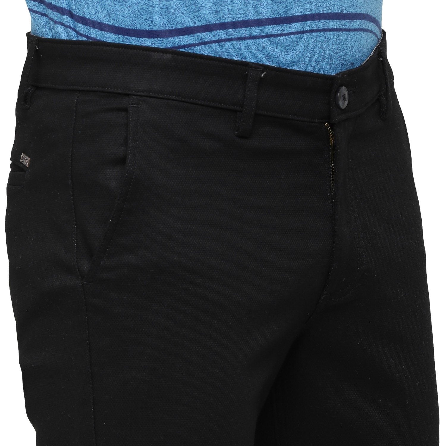 Swiss Club Mens Solid Comfort Fit 98% Cotton 2% Lycra Black Fashion Trousers ( T-SC-31 B-BRW-CF-LY_30INCH ) Swiss Trouser Swiss Club 