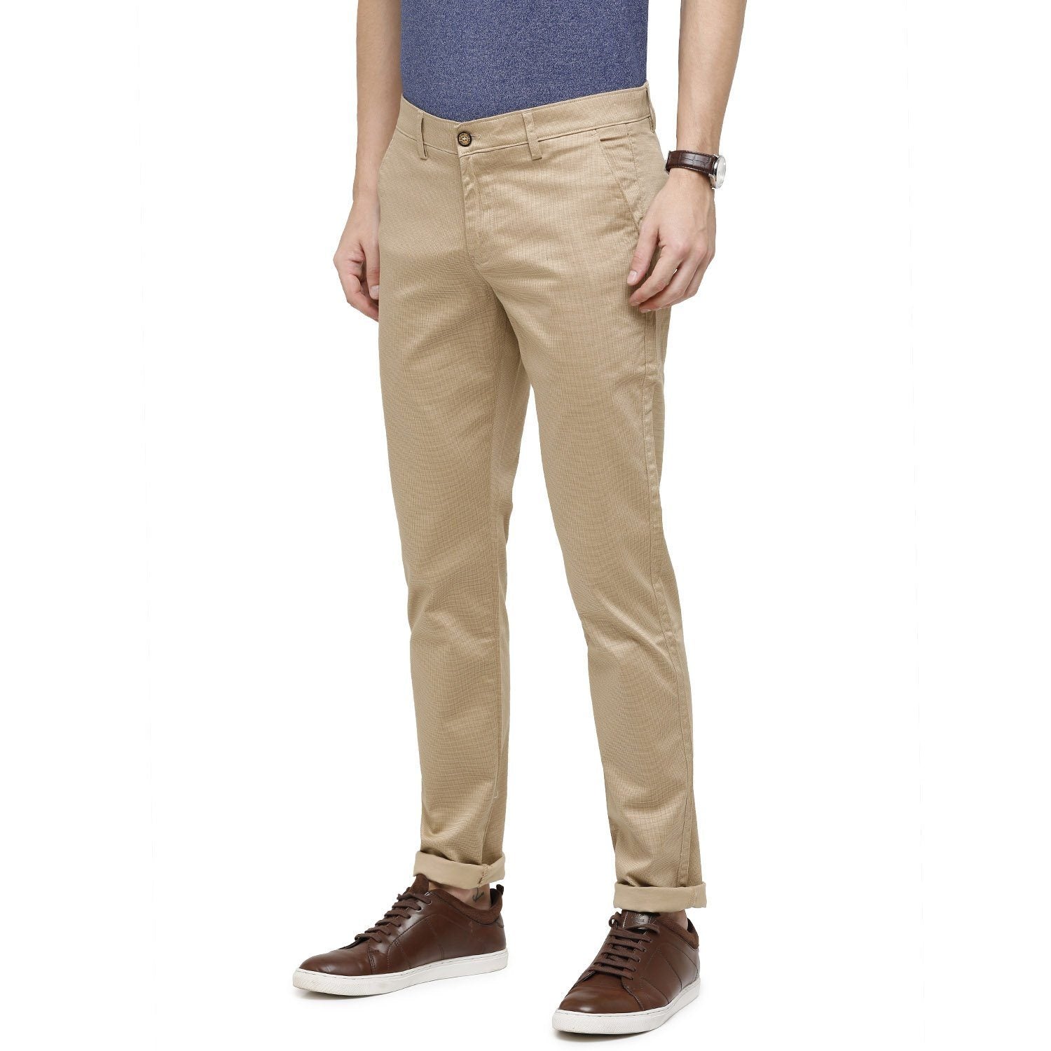 Swiss Club Mens Solid Comfort Fit 98% Cotton 2% Lycra Beige Fashion Trousers ( T-SC-32 A-FAW-CF-LY_30INCH ) Swiss Trouser Swiss Club 
