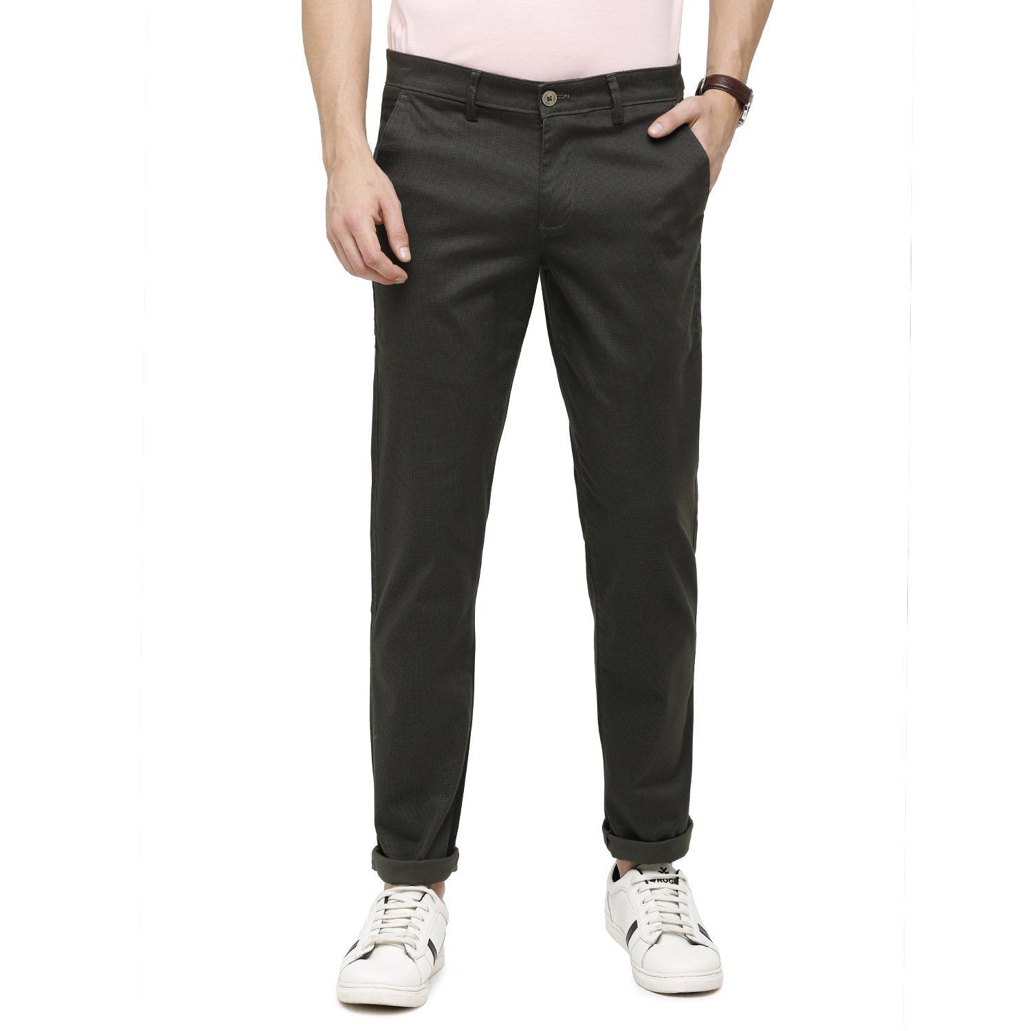 Swiss Club Mens Solid Comfort Fit 98% Cotton 2% Lycra Olive Green Fashion Trousers ( T-SC-32 B-OLI-CF-LY_30INCH ) Swiss Trouser Swiss Club 