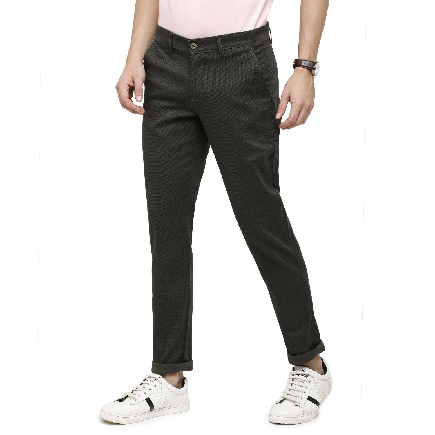 Swiss Club Mens Solid Comfort Fit 98% Cotton 2% Lycra Olive Green Fashion Trousers ( T-SC-32 B-OLI-CF-LY_30INCH ) Swiss Trouser Swiss Club 