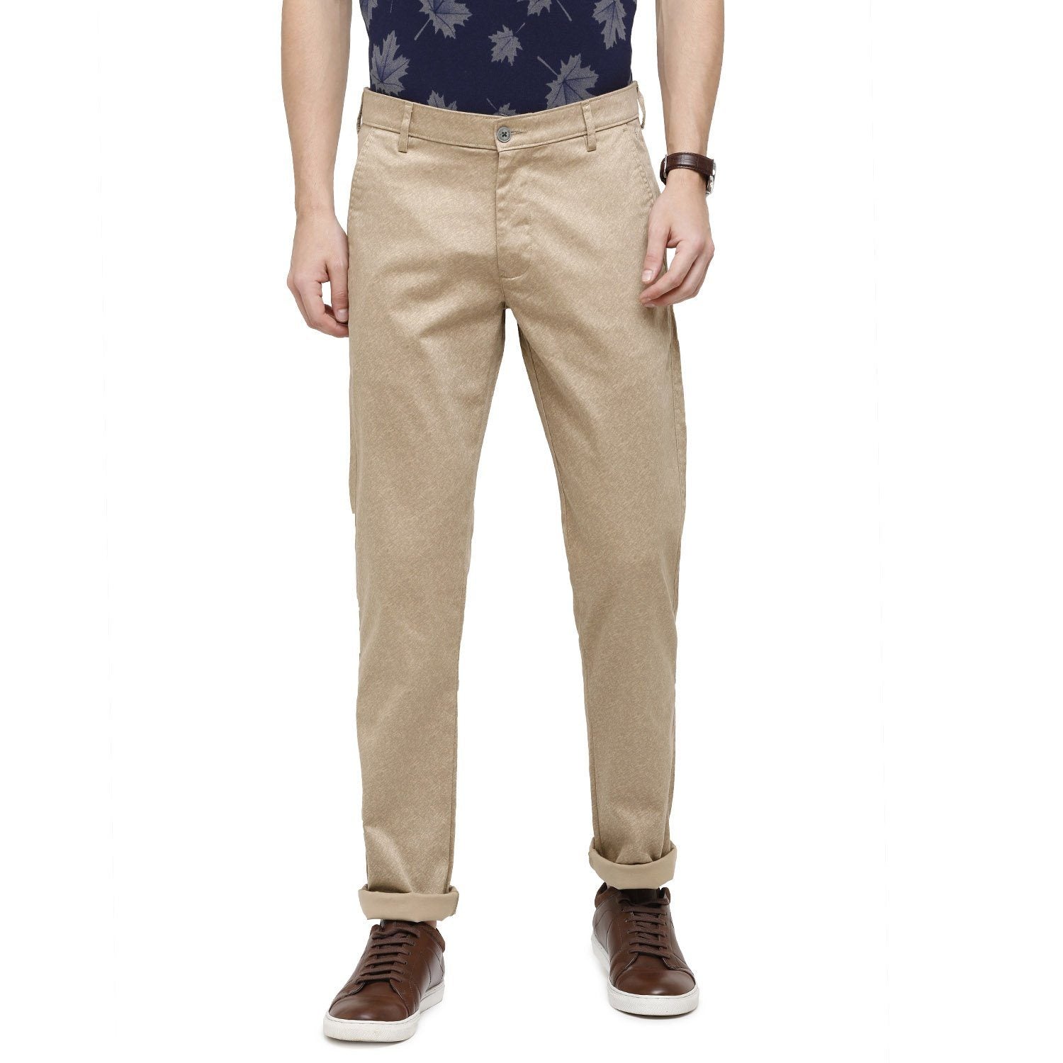 Swiss Club Mens Solid Comfort Fit 98% Cotton 2% Lycra Beige Fashion Trousers ( T-SC-33 A-KHA-CF-LY_30INCH ) Swiss Trouser Swiss Club 