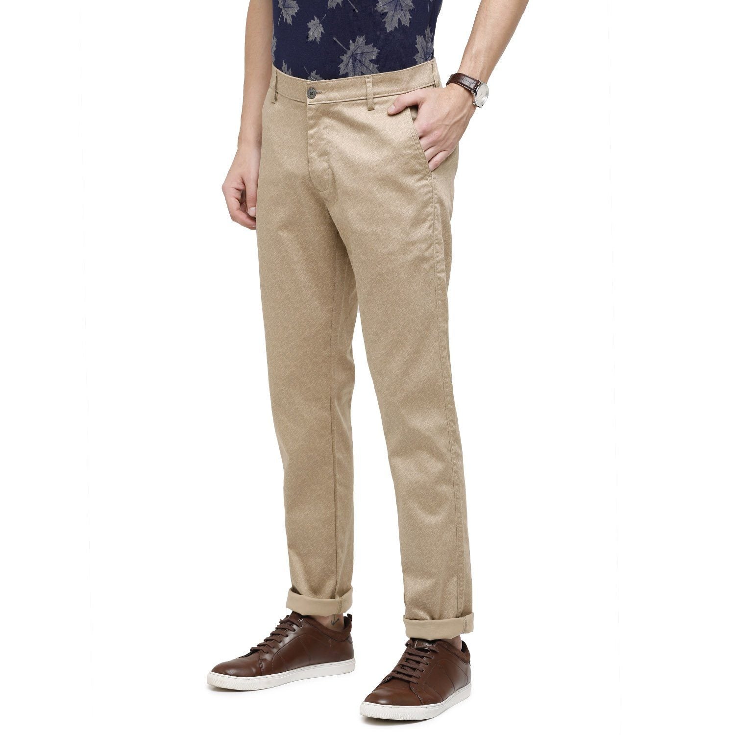 Swiss Club Mens Solid Comfort Fit 98% Cotton 2% Lycra Beige Fashion Trousers ( T-SC-33 A-KHA-CF-LY_30INCH ) Swiss Trouser Swiss Club 