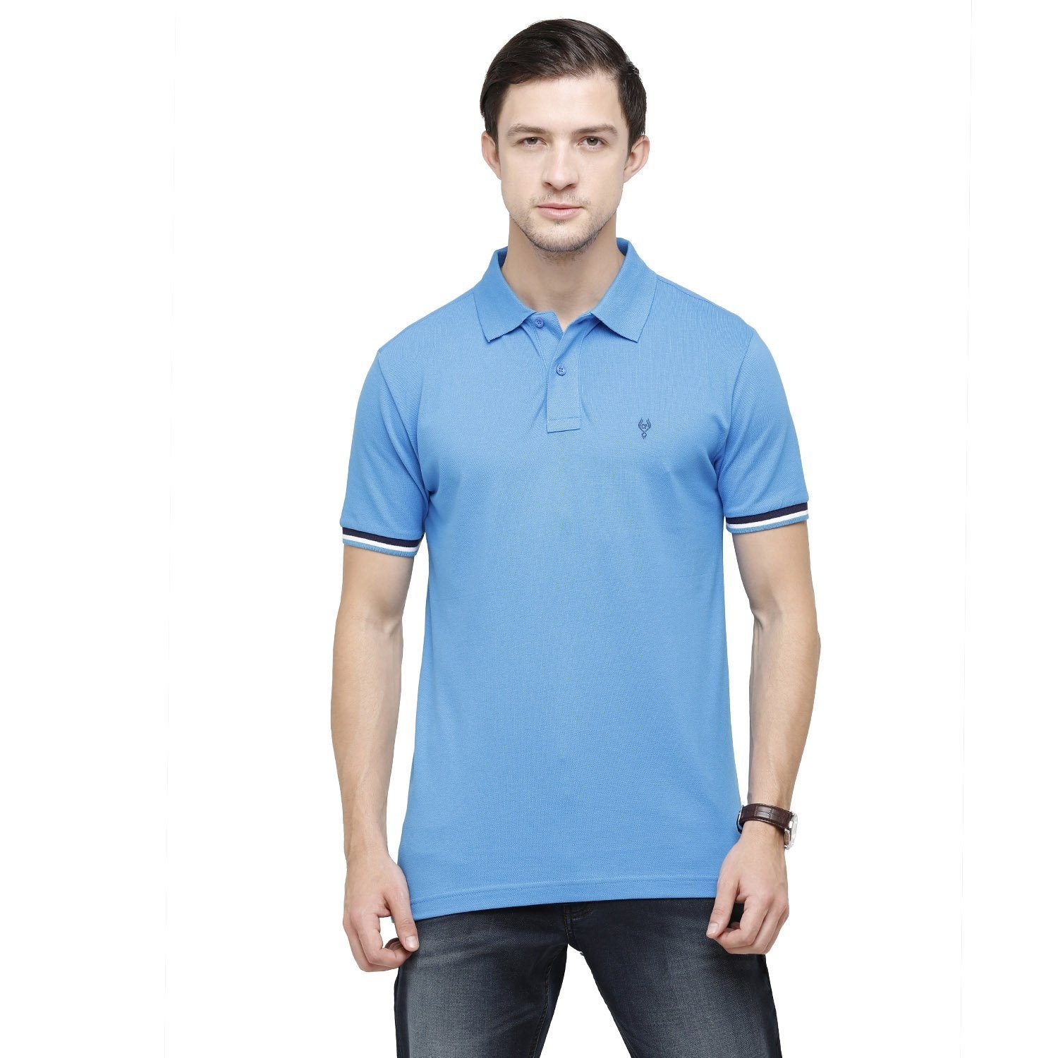 Classic polo Men's Diva Blue Lycra Cotton Stretch Polo Half Sleeve Slim Fit T-Shirt - Tarte Diva Blue T-shirt Classic Polo 