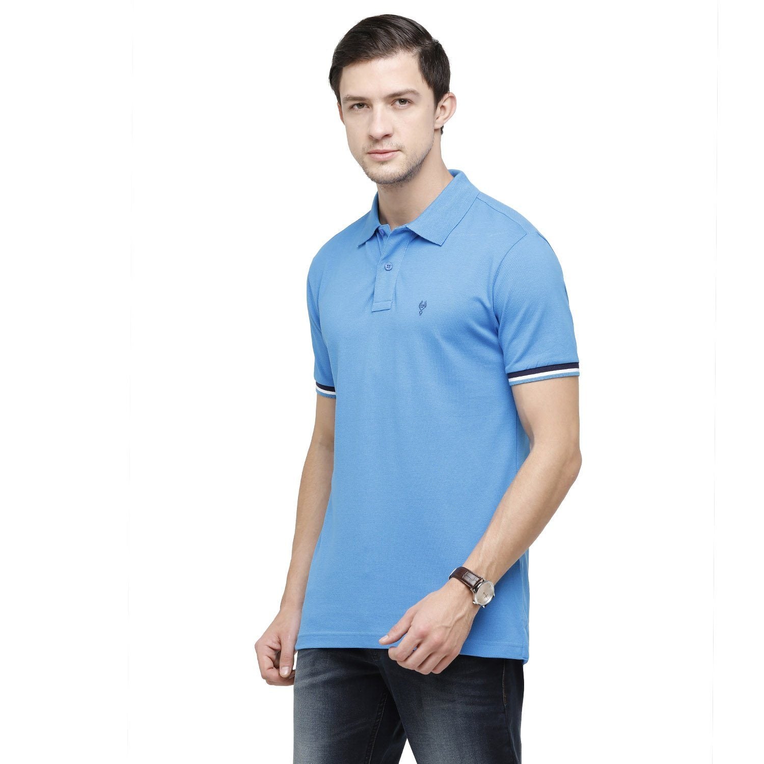 Classic polo Men's Diva Blue Lycra Cotton Stretch Polo Half Sleeve Slim Fit T-Shirt - Tarte Diva Blue T-shirt Classic Polo 