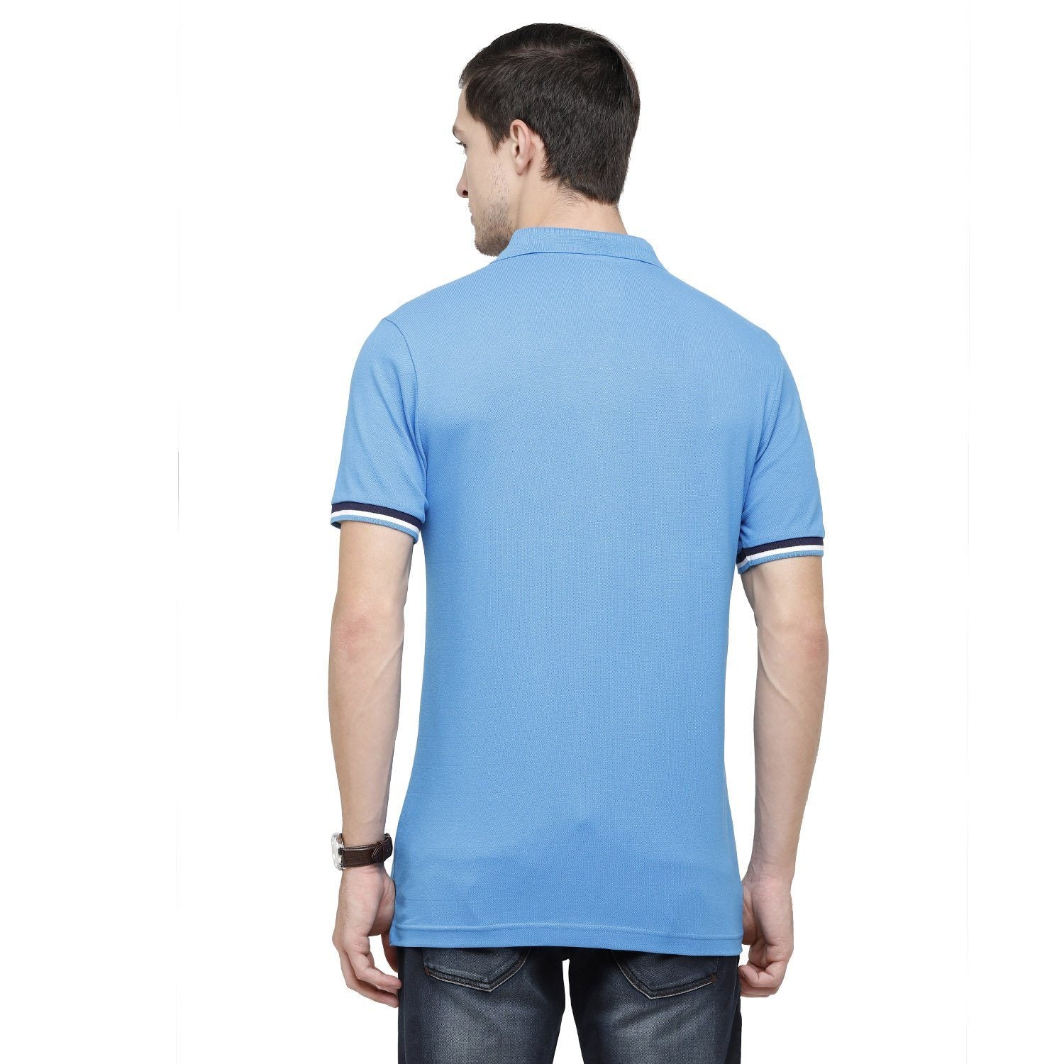 Classic polo Men's Diva Blue Lycra Cotton Stretch Polo Half Sleeve Slim Fit T-Shirt - Tarte Diva Blue T-shirt Classic Polo 