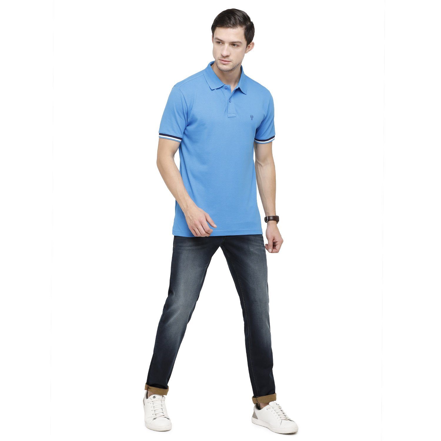 Classic polo Men's Diva Blue Lycra Cotton Stretch Polo Half Sleeve Slim Fit T-Shirt - Tarte Diva Blue T-shirt Classic Polo 