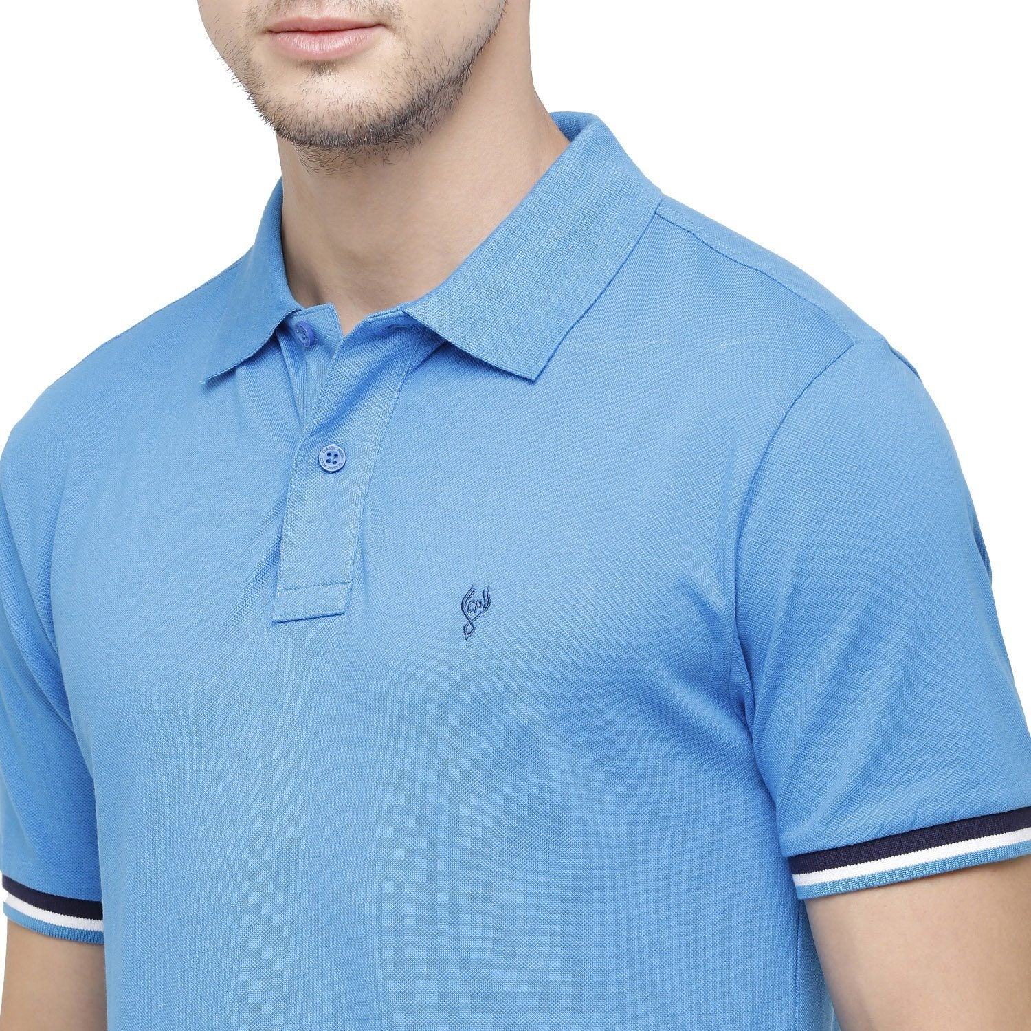 Classic polo Men's Diva Blue Lycra Cotton Stretch Polo Half Sleeve Slim Fit T-Shirt - Tarte Diva Blue T-shirt Classic Polo 