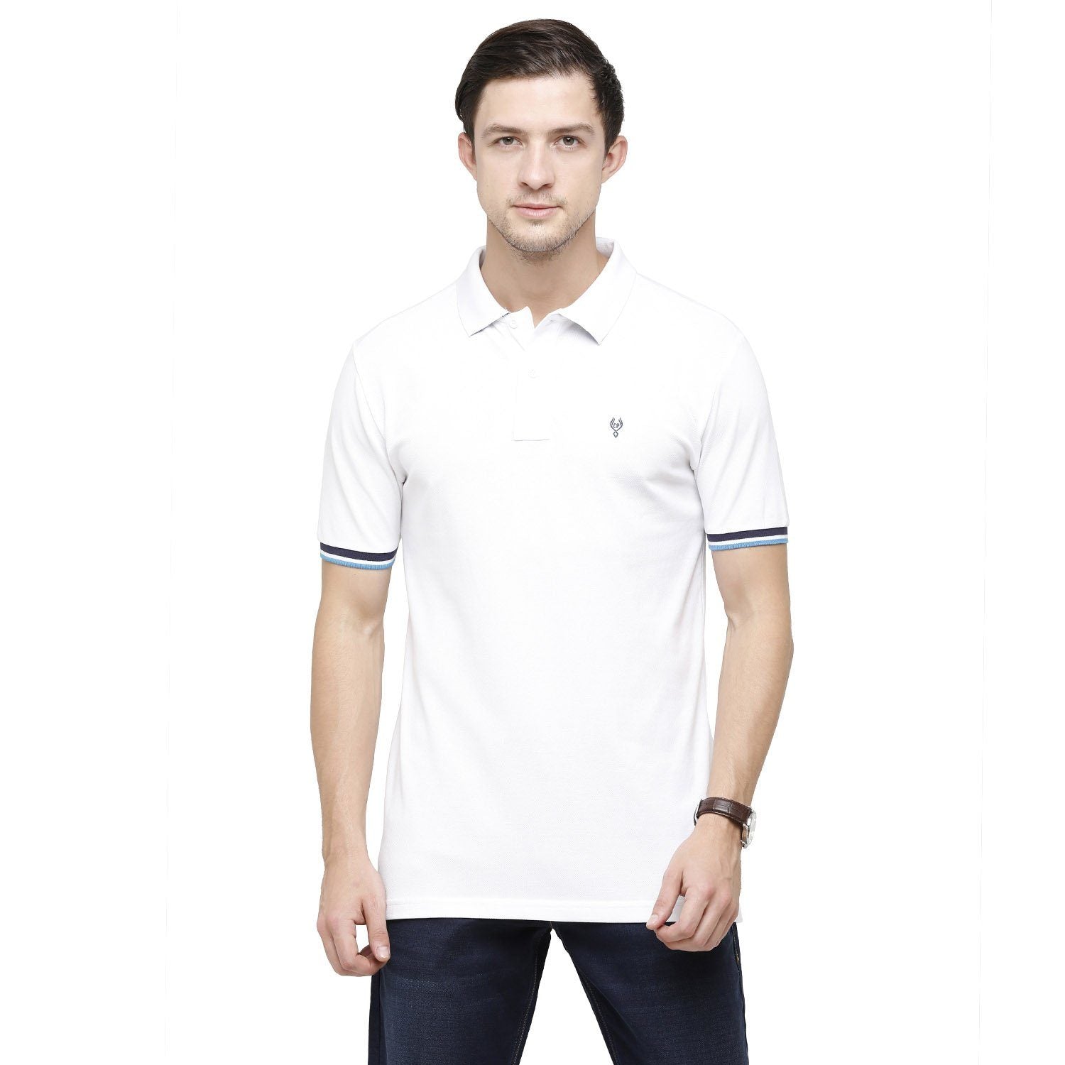 Classic polo Men's White Lycra Cotton Stretch Polo Half Sleeve Slim Fit T-Shirt - Tarte White T-shirt Classic Polo 