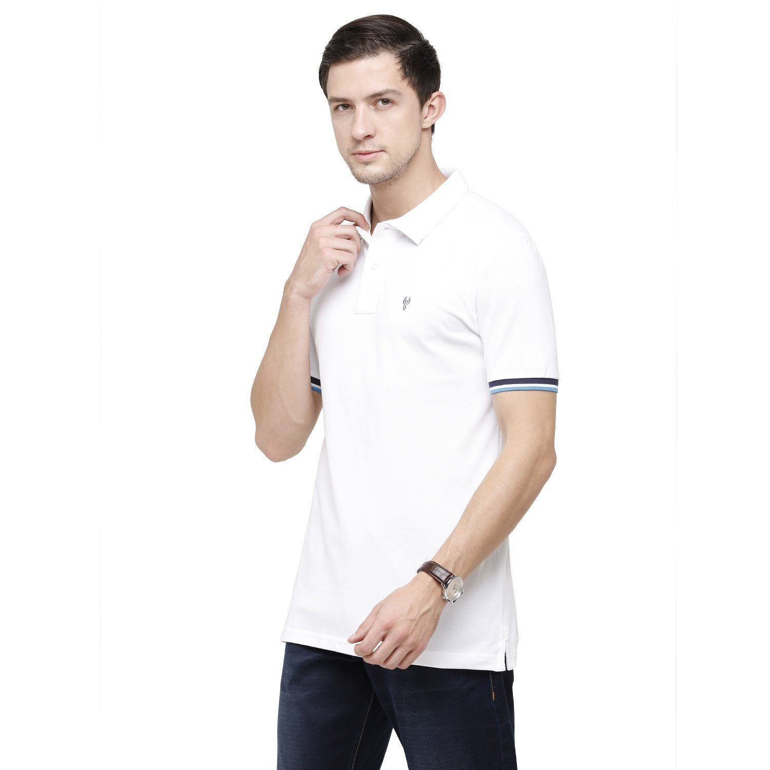 Classic polo Men's White Lycra Cotton Stretch Polo Half Sleeve Slim Fit T-Shirt - Tarte White T-shirt Classic Polo 