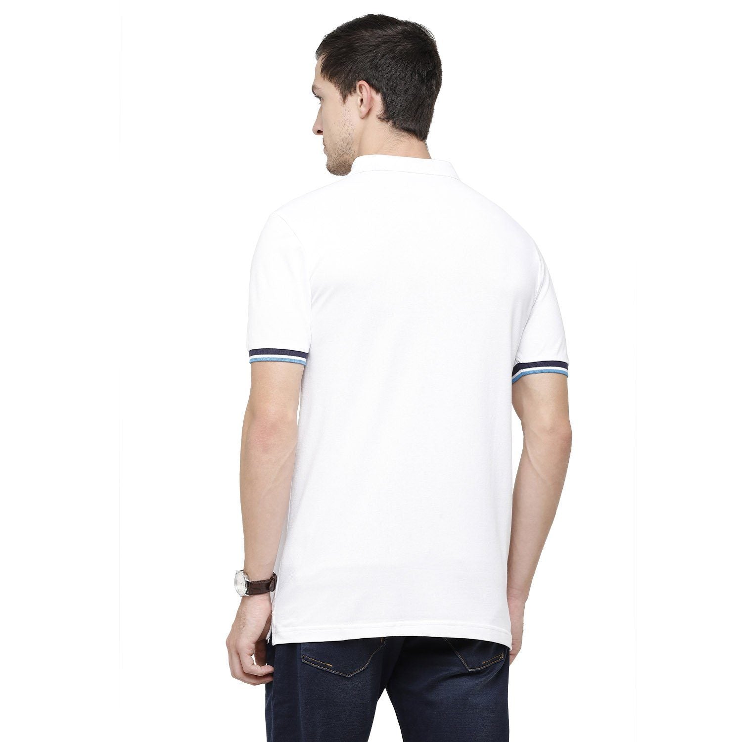 Classic polo Men's White Lycra Cotton Stretch Polo Half Sleeve Slim Fit T-Shirt - Tarte White T-shirt Classic Polo 