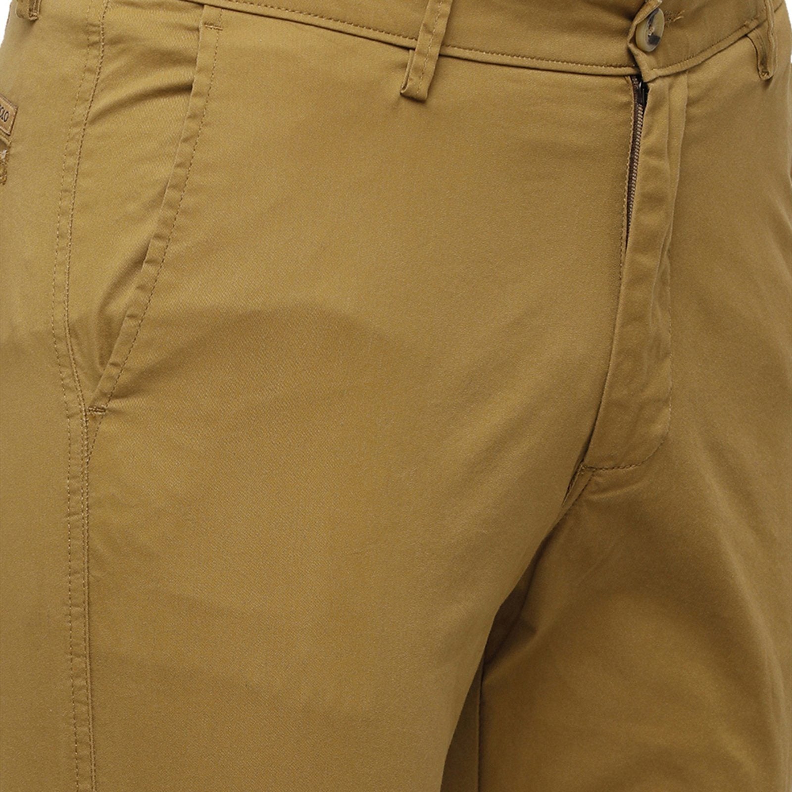 Classic Polo Mens Slim Fit Bottom Bottom Solid Cotton Blend Khaki Trousers  TM128 AKHASLLY  Classic Polo