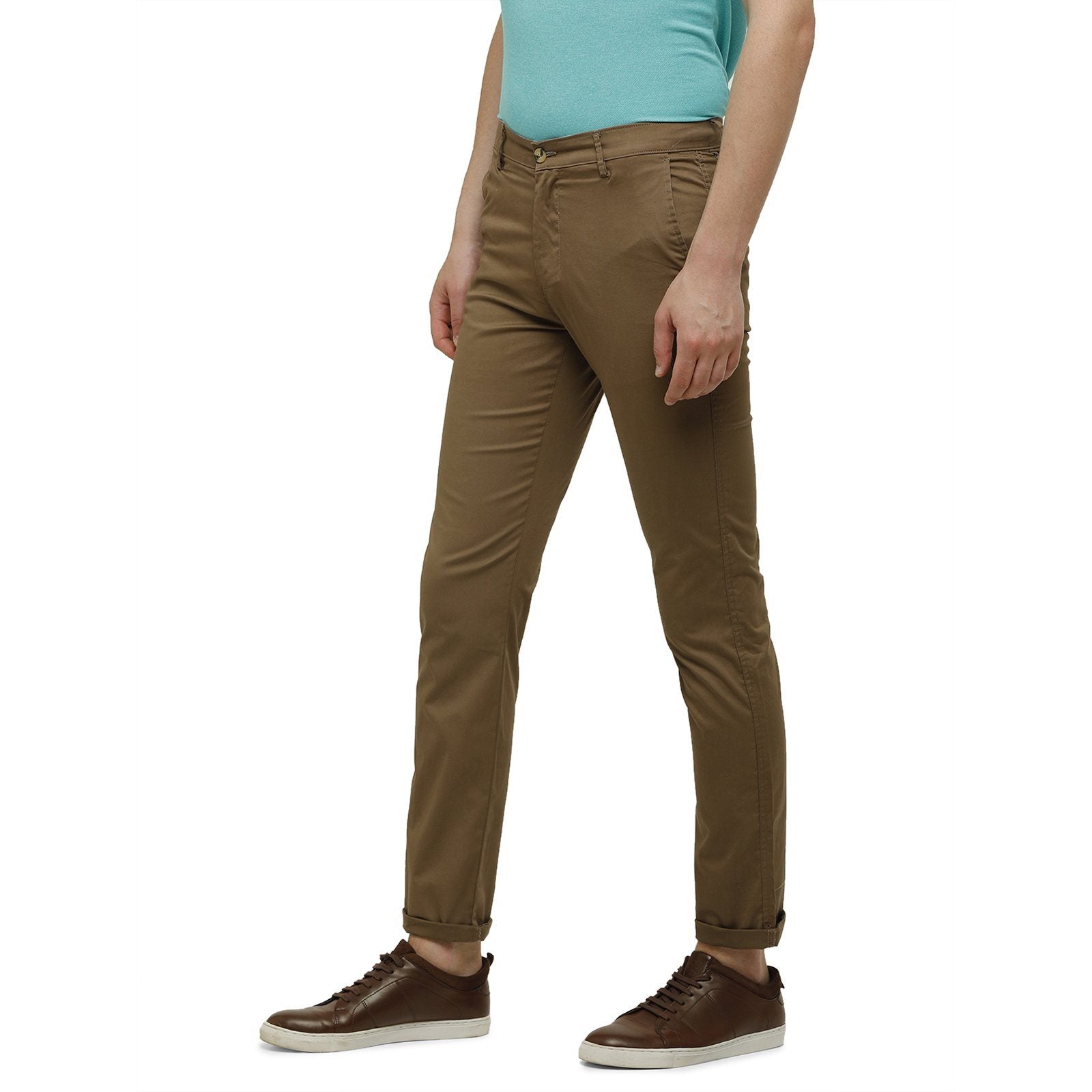 Classic Polo Men's Slim Fit Bottom Bottom Solid Cotton Blend Brown Trousers TM1-28 B-GRY-SL-LY classic polo trousers Classic Polo 