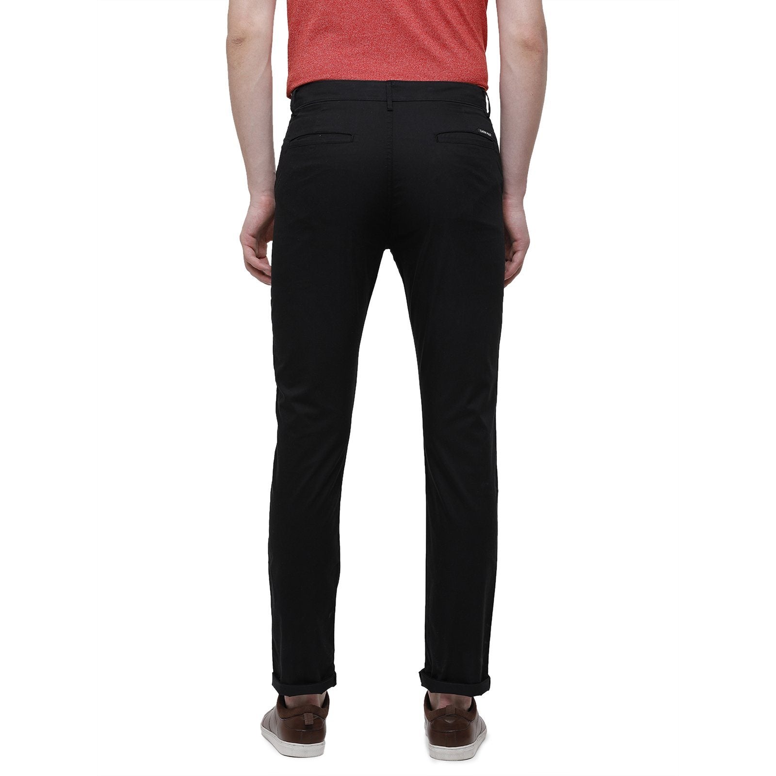 Classic Polo Men's Slim Fit Bottom Bottom Solid Cotton Blend Black Trousers TM1-28 C-BLK-SL-LY classic polo trousers Swiss Club 