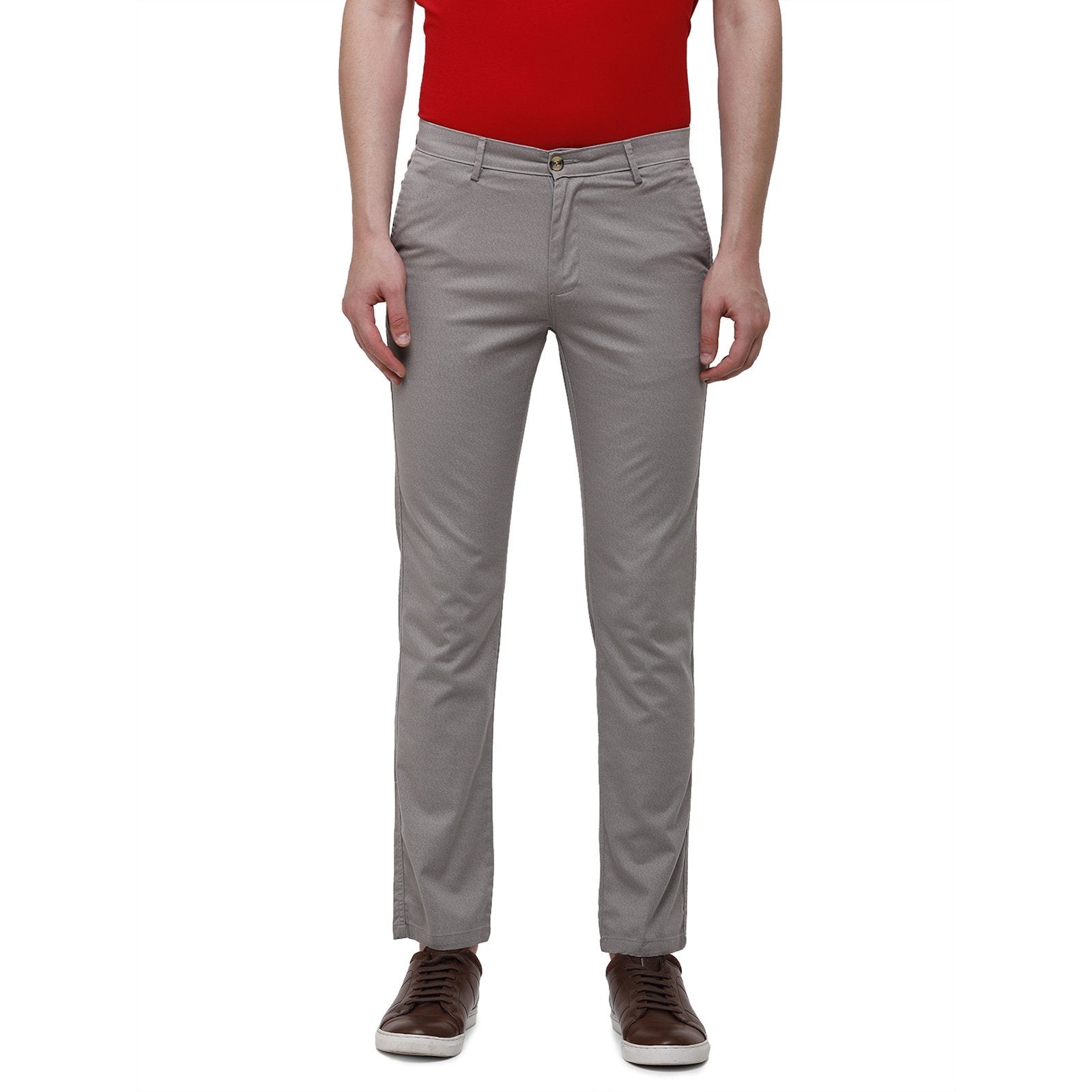 Classic Polo Men's Slim Fit Bottom Bottom Solid Cotton Blend Grey Trousers TM1-32 A-GRY-SL-LY classic polo trousers Classic Polo 