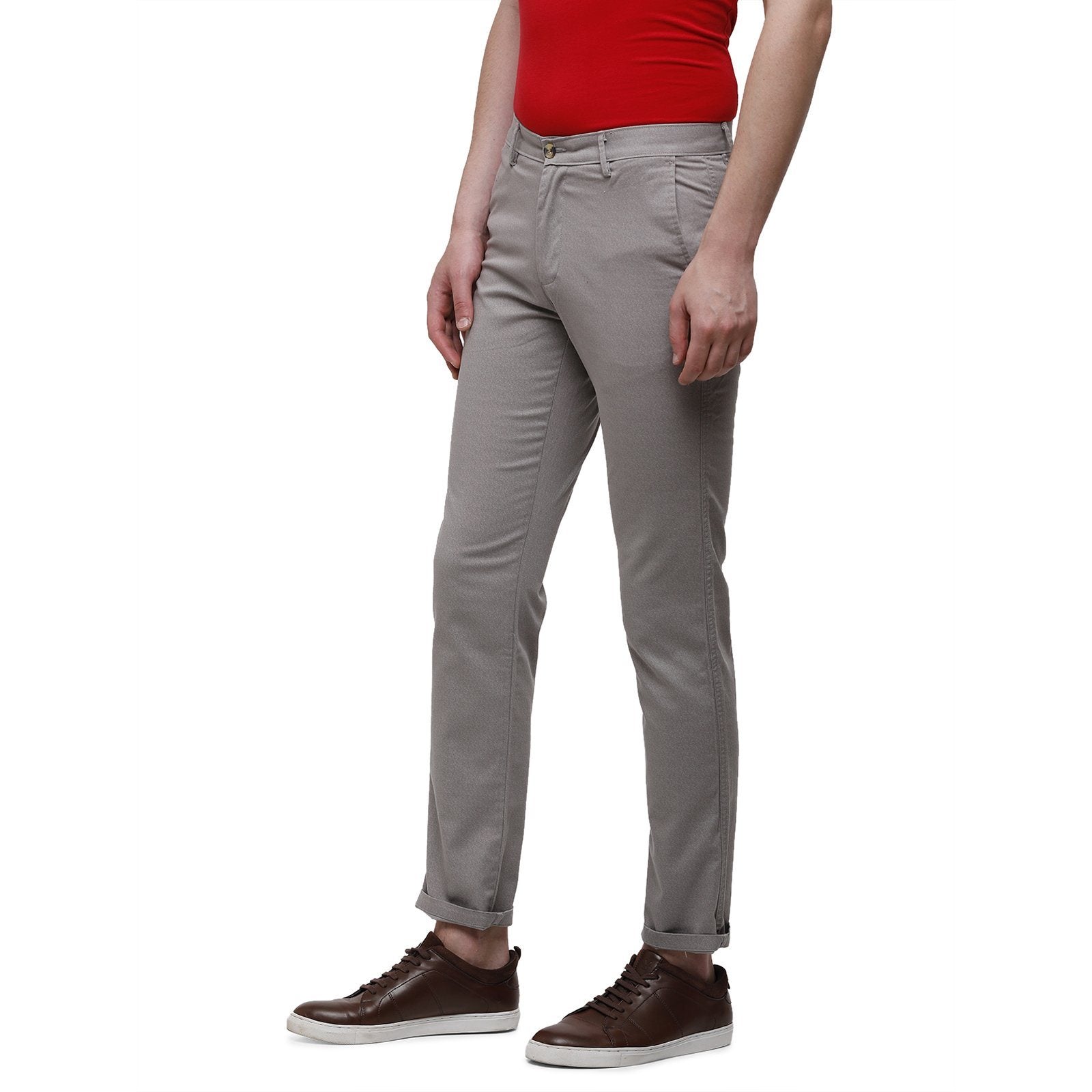 Classic Polo Men's Slim Fit Bottom Bottom Solid Cotton Blend Grey Trousers TM1-32 A-GRY-SL-LY classic polo trousers Classic Polo 