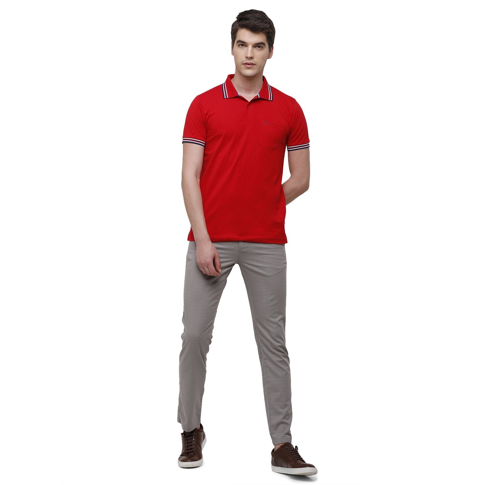 Classic Polo Men's Slim Fit Bottom Bottom Solid Cotton Blend Grey Trousers TM1-32 A-GRY-SL-LY classic polo trousers Classic Polo 