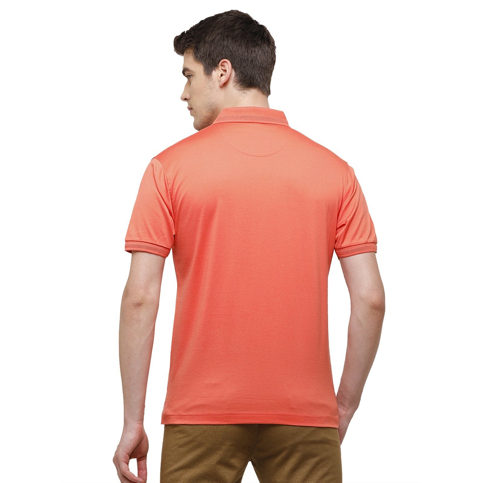 Swiss Club Men's Regular Fit Polo Collar Half Sleeve Solid Cotton Blend Orange T-Shirt LUXOS-EMBERGLOW AF P T-shirt Swiss Club 