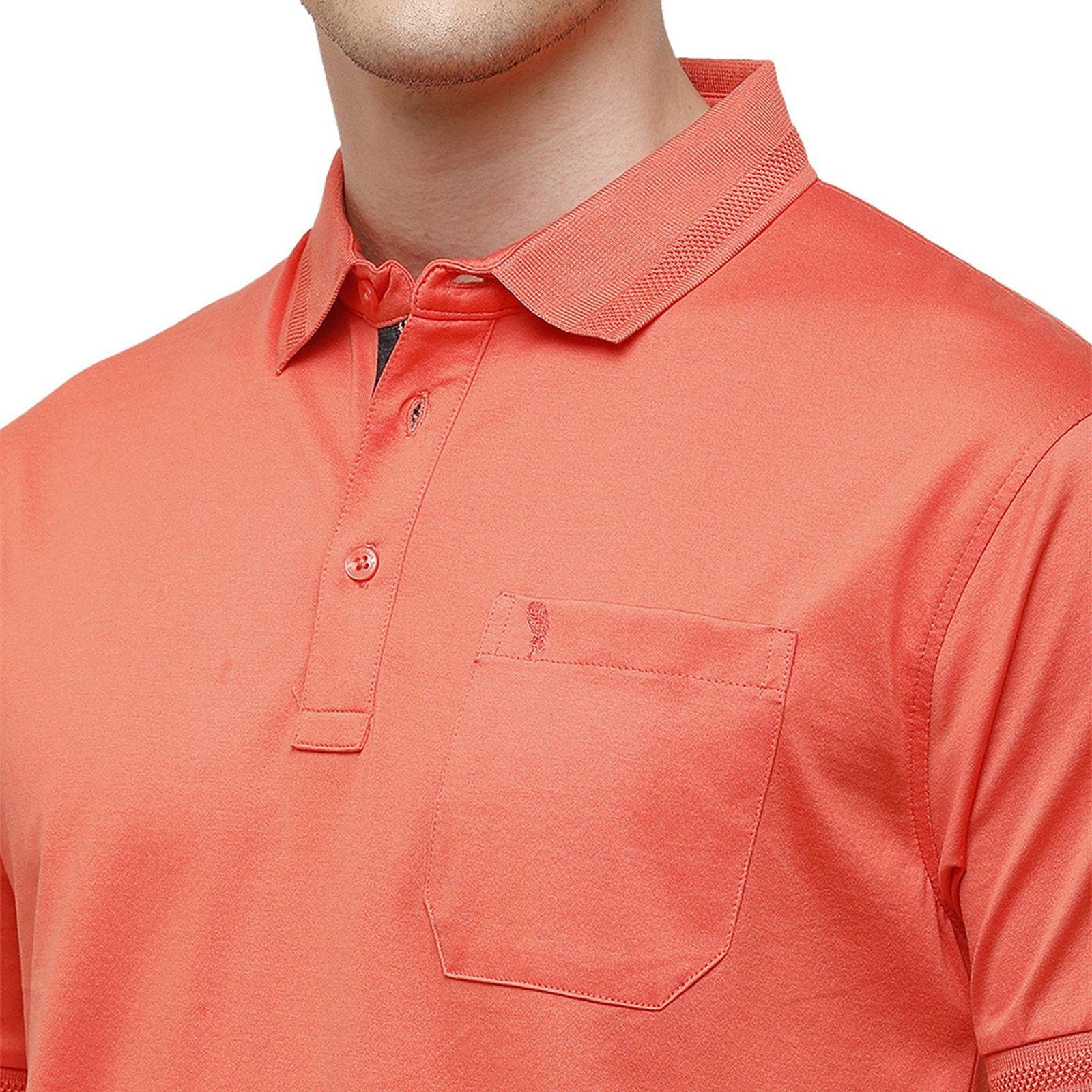 Swiss Club Men's Regular Fit Polo Collar Half Sleeve Solid Cotton Blend Orange T-Shirt LUXOS-EMBERGLOW AF P T-shirt Swiss Club 