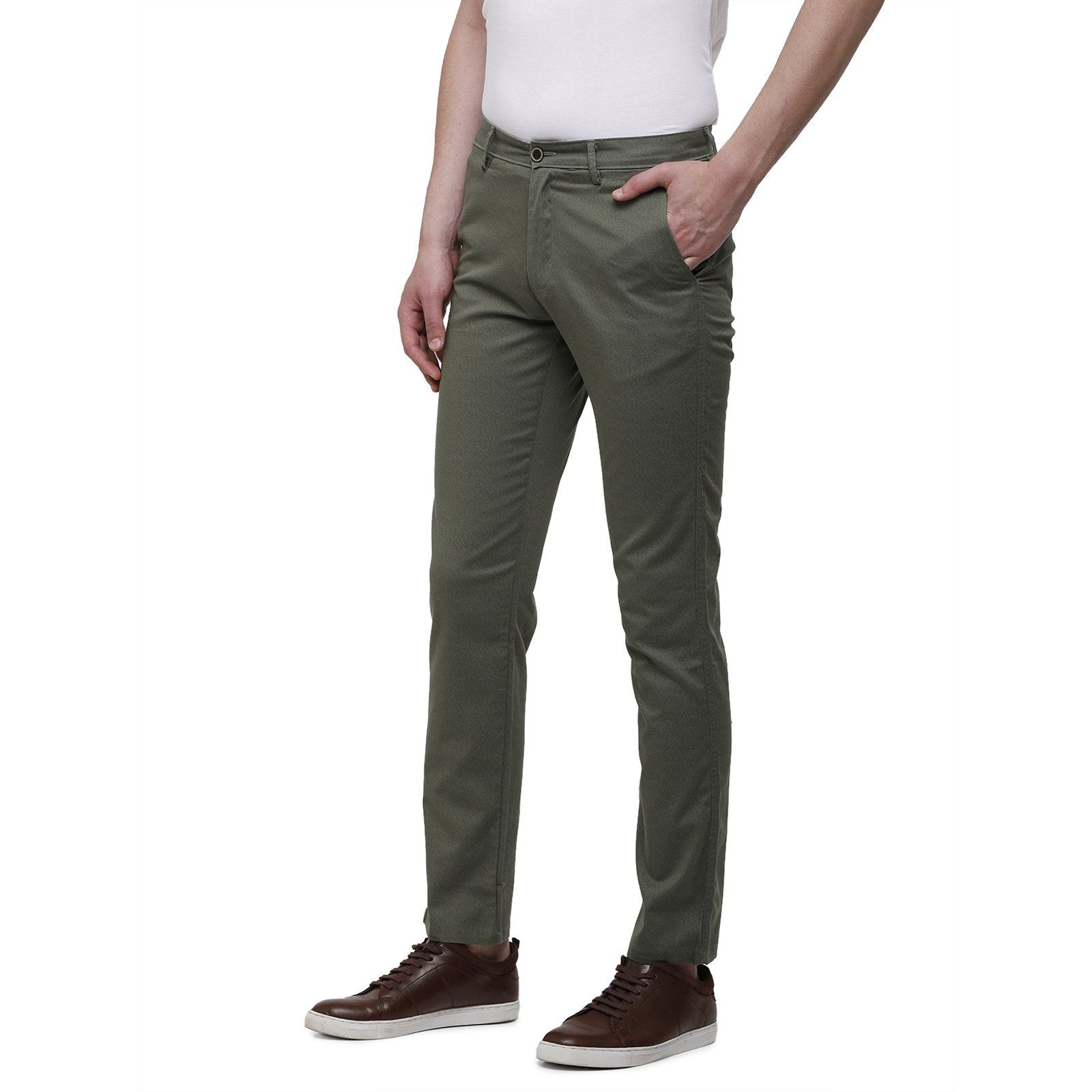 Classic Polo Men's Slim Fit Bottom Bottom Solid Cotton Blend Grey Trousers TM1-32 C-OLV-SL-LY classic polo trousers Classic Polo 