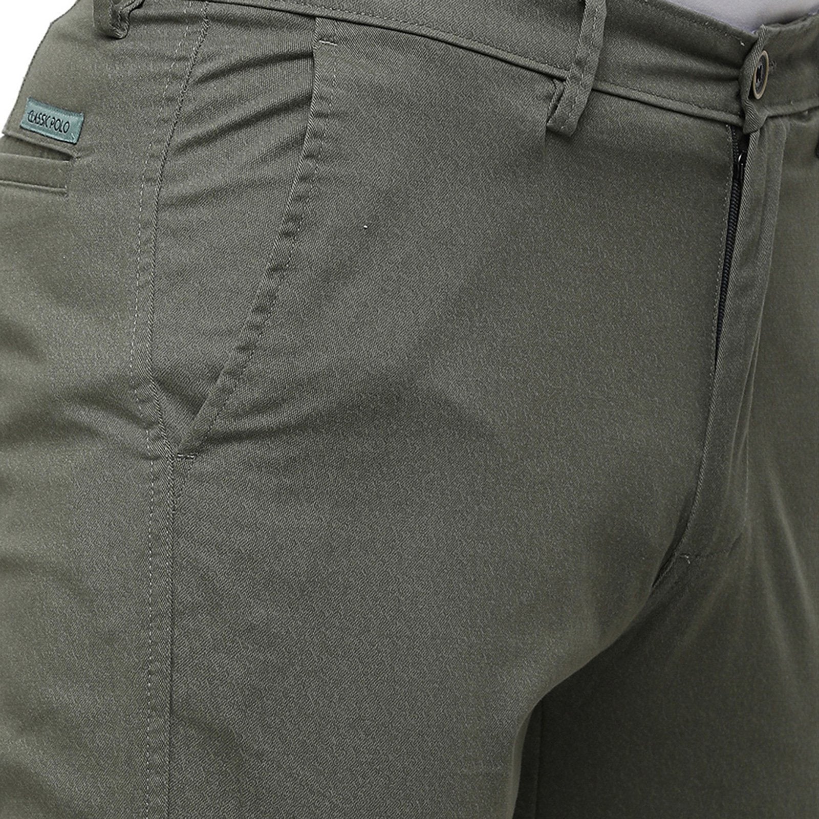 Classic Polo Men's Slim Fit Bottom Bottom Solid Cotton Blend Grey Trousers TM1-32 C-OLV-SL-LY classic polo trousers Classic Polo 