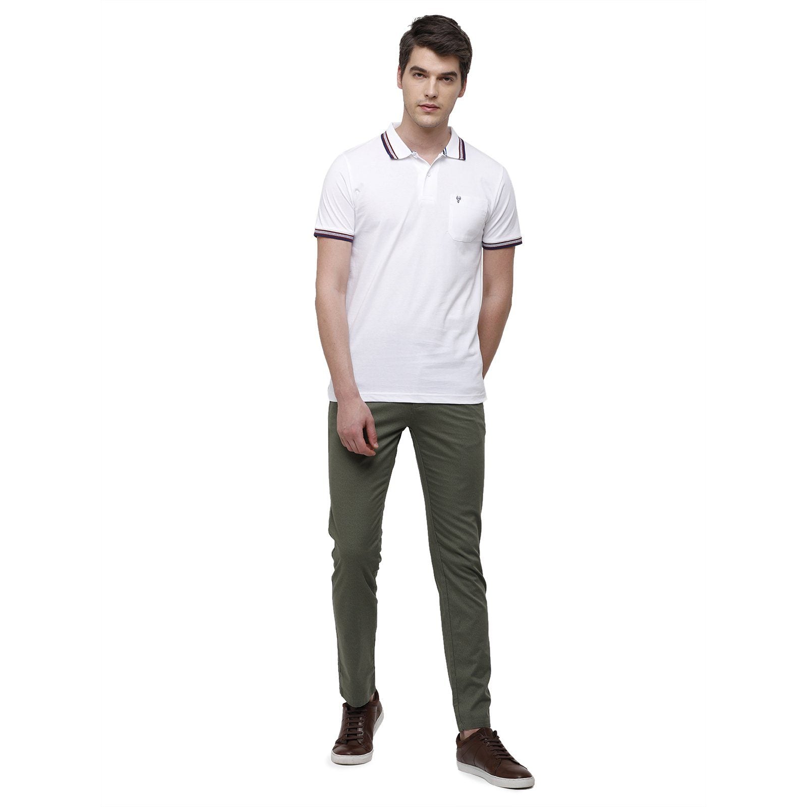 Classic Polo Men's Slim Fit Bottom Bottom Solid Cotton Blend Grey Trousers TM1-32 C-OLV-SL-LY classic polo trousers Classic Polo 