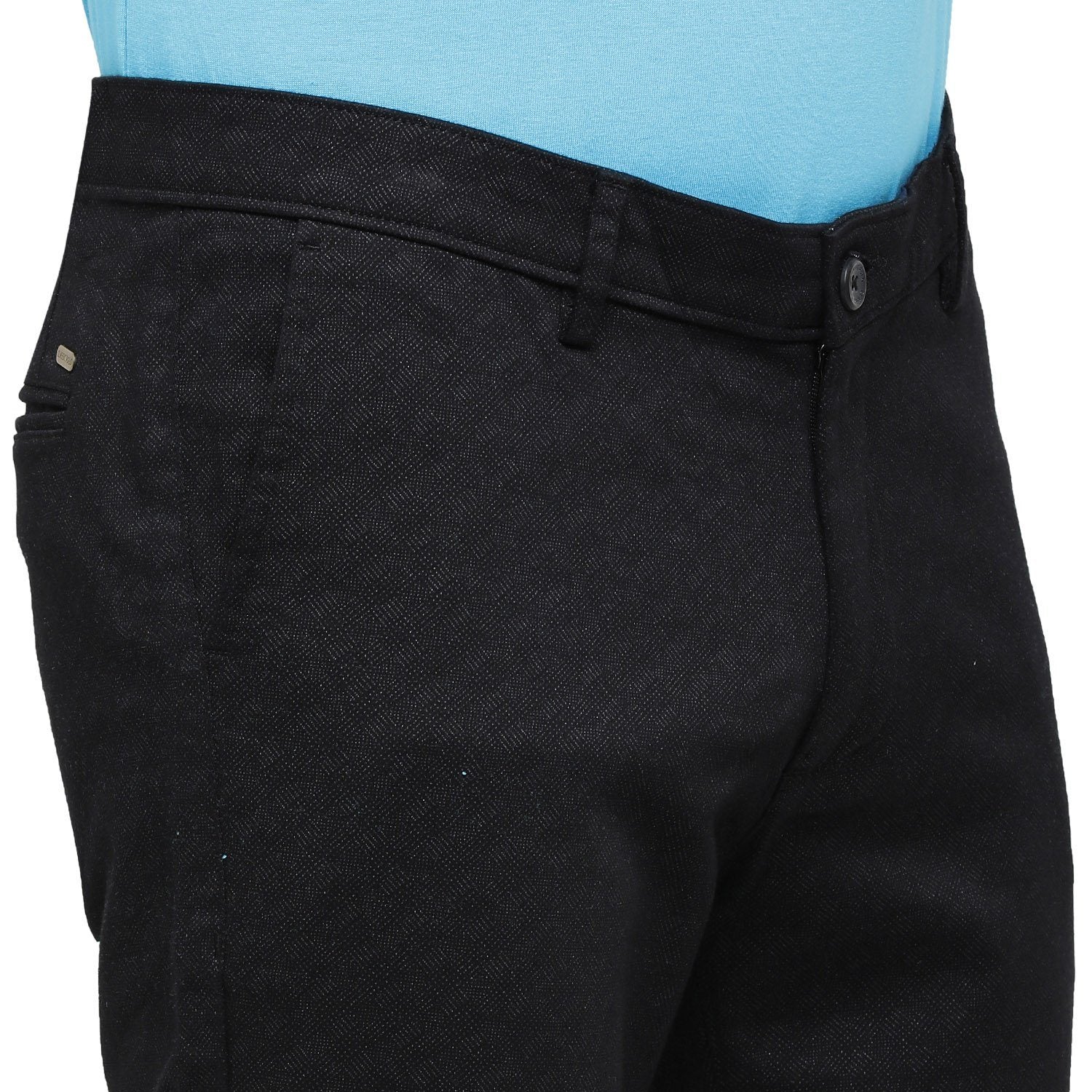 Classic Polo Mens Solid Moderate Fit 98% Cotton 2% Lycra Black Fashion Trousers ( TM2-17 A-BLK-MF-LY_30INCH ) Classic Polo trousers Classic Polo 