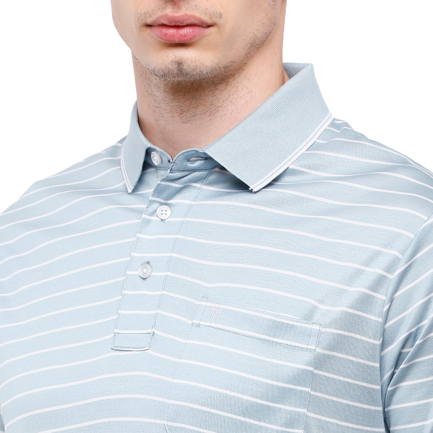 Classic Polo Men's Striped Authentic Fit Half Sleeve Premium Blue Stripe T-Shirt - Ultimo- 252 B T-shirt Classic Polo 