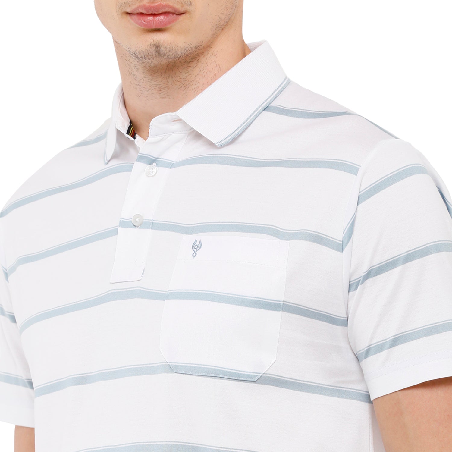 Classic Polo Men's Striped Authentic Fit Half Sleeve Premium White Stripe T-Shirt - Ultimo - 254 A T-shirt Classic Polo 