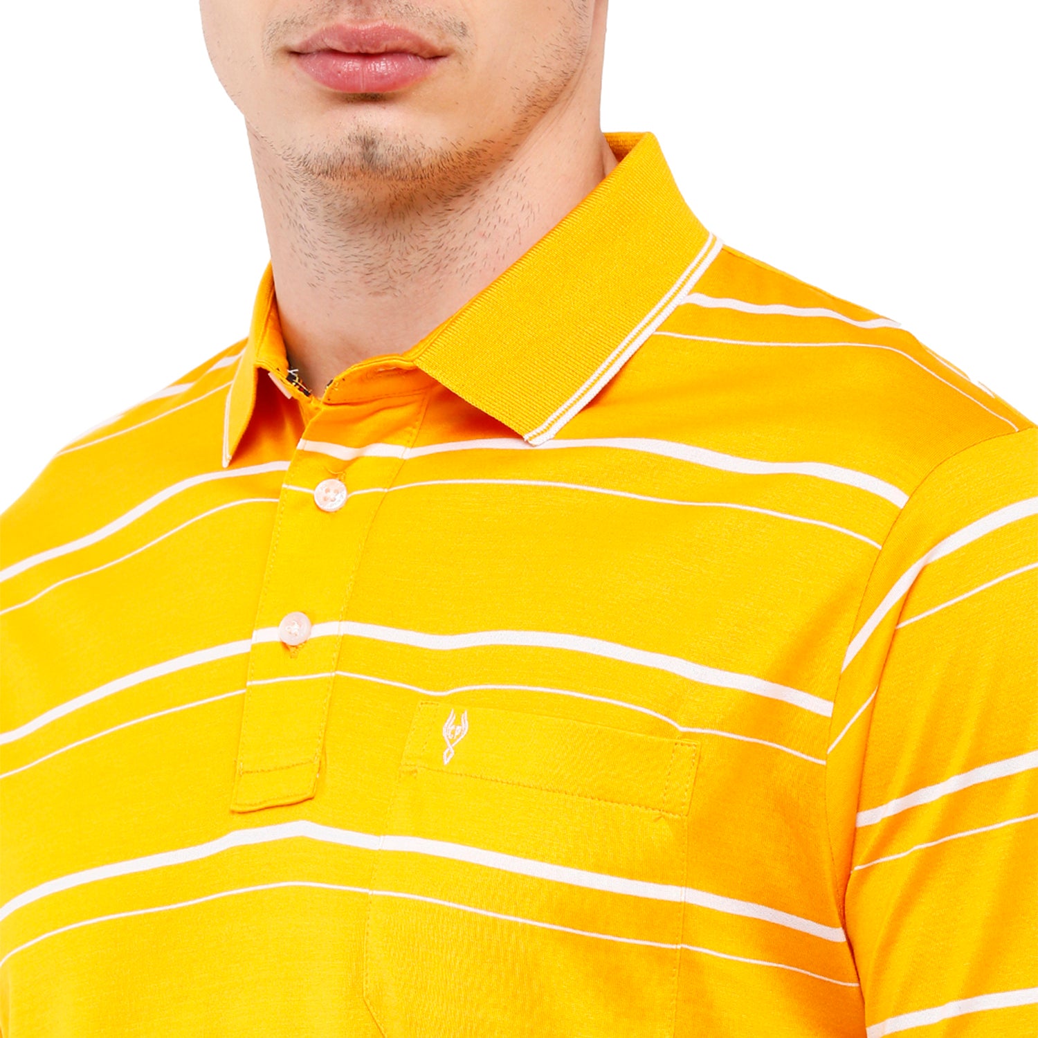 Classic Polo Men's Striped Authentic Fit Half Sleeve Premium Yellow Stripe T-Shirt - Ultimo - 256 B T-shirt Classic Polo 