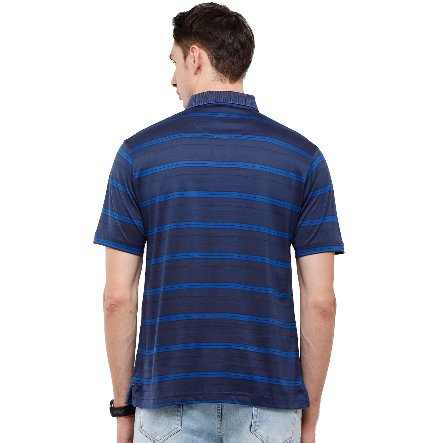 Classic Polo Men's Striped Authentic Fit Half Sleeve Premium Navy Blue Stripe T-Shirt - Ultimo258 B AF P T-shirt Classic Polo 