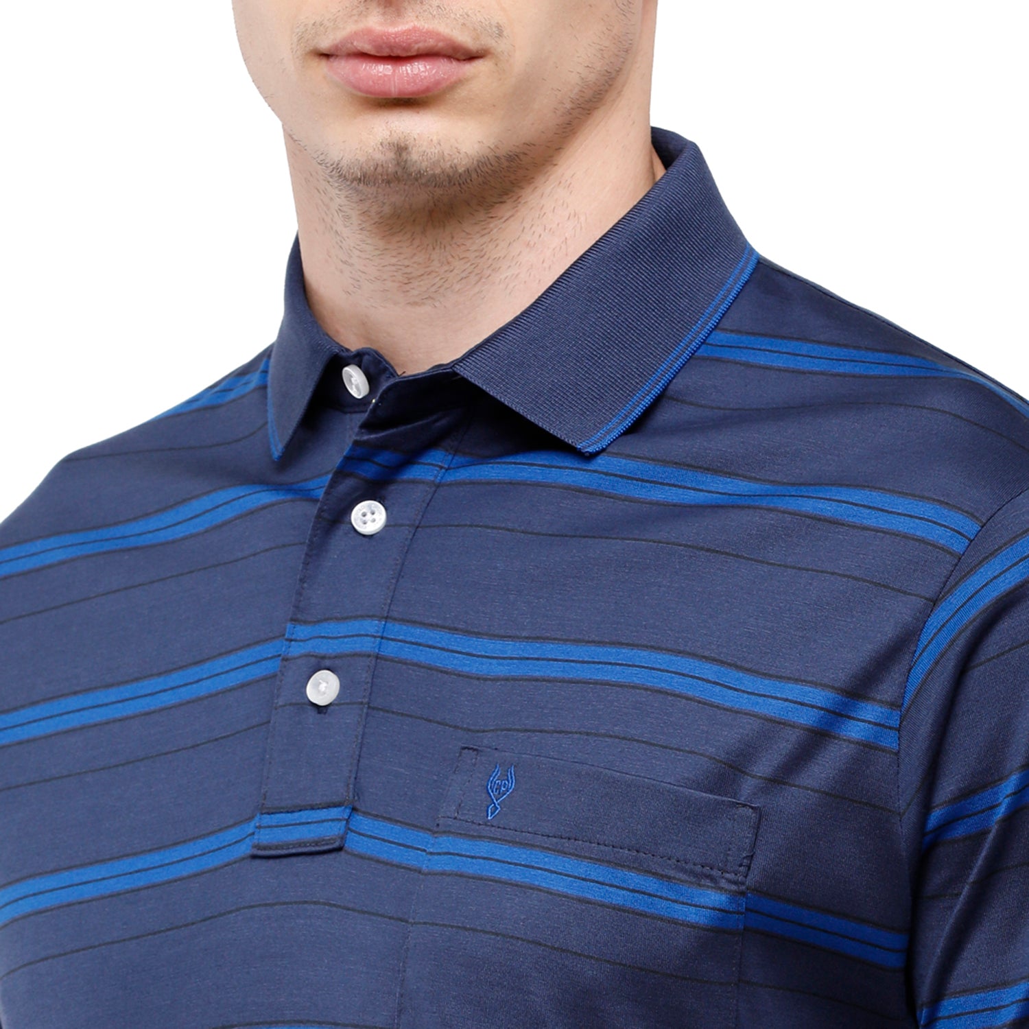 Classic Polo Men's Striped Authentic Fit Half Sleeve Premium Navy Blue Stripe T-Shirt - Ultimo258 B AF P T-shirt Classic Polo 