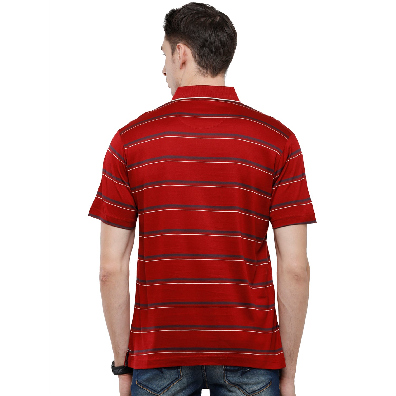 Classic Polo Men's Striped Authentic Fit Half Sleeve Premium Red Stripe T-Shirt - Ultimo - 259 A T-shirt Classic Polo 