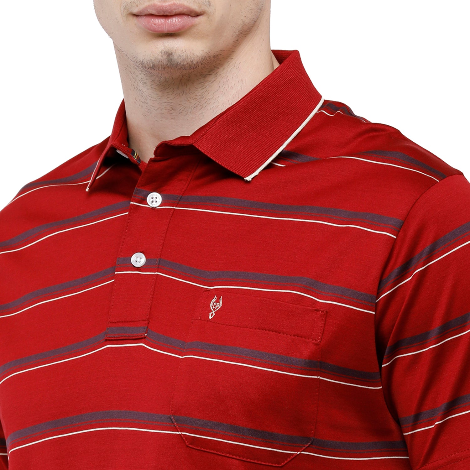 Classic Polo Men's Striped Authentic Fit Half Sleeve Premium Red Stripe T-Shirt - Ultimo - 259 A T-shirt Classic Polo 