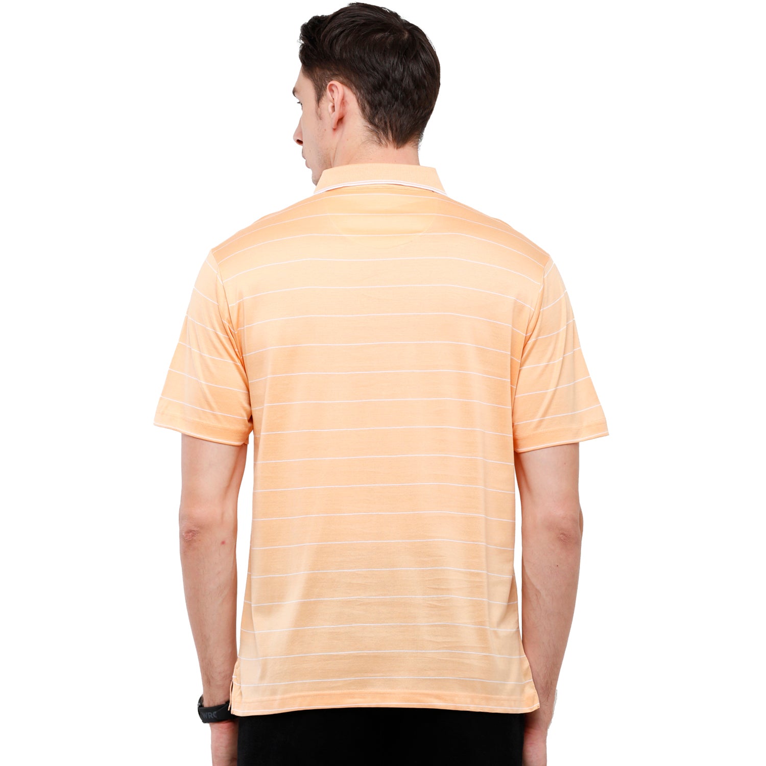 Classic Polo Men's Striped Authentic Fit Half Sleeve Premium Mild Orange Stripe T-Shirt - Ultimo - 260 B T-shirt Classic Polo 