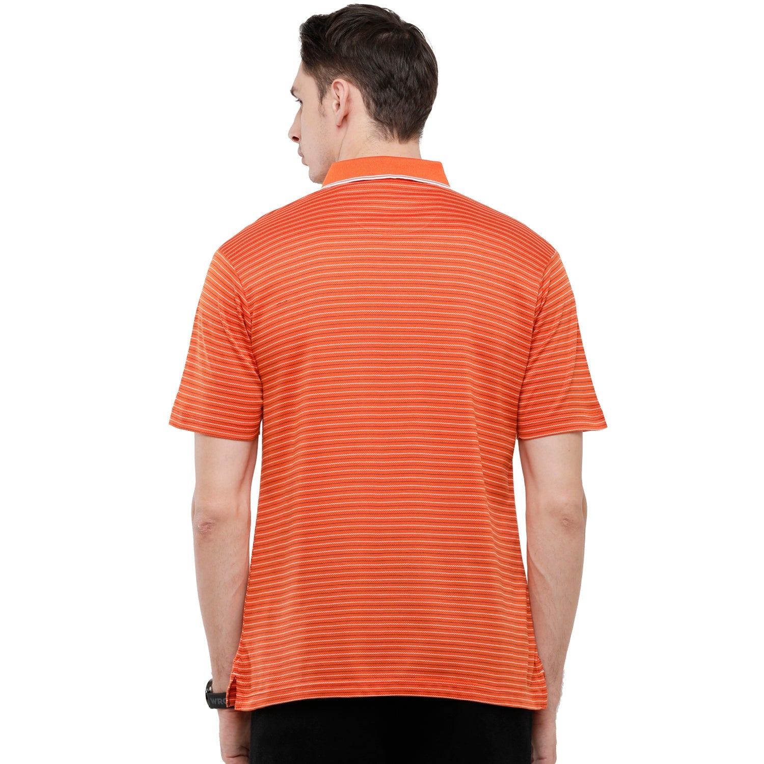 Classic Polo Men's Striped Authentic Fit Half Sleeve Premium Saffron Red Stripe T-Shirt - Ultimo - - 261 B T-shirt Classic Polo 