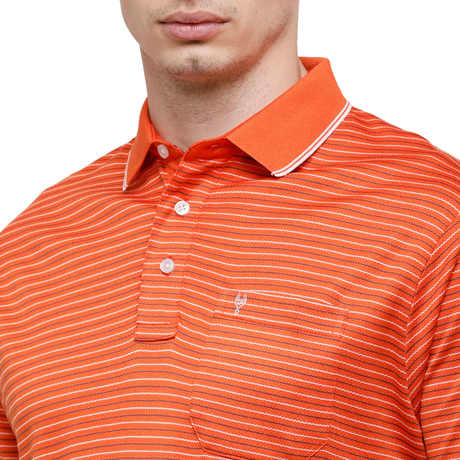 Classic Polo Men's Striped Authentic Fit Half Sleeve Premium Saffron Red Stripe T-Shirt - Ultimo - - 261 B T-shirt Classic Polo 