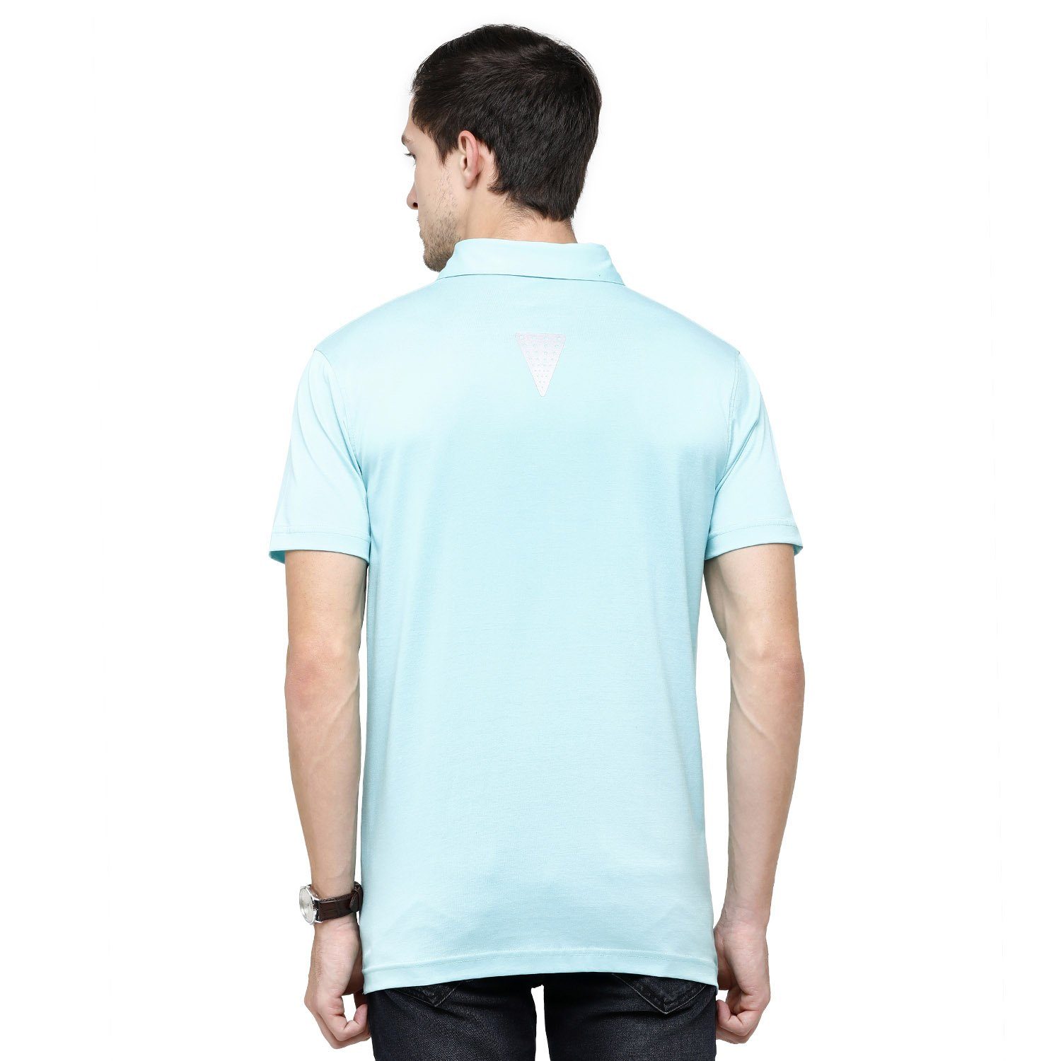 Classic Polo Mens Solid Polo Neck Half Sleeve Slim Fit 100% Cotton Turquoise Fashion T-Shirt ( UNICO - 13 B SF P ) T-shirt Classic Polo 