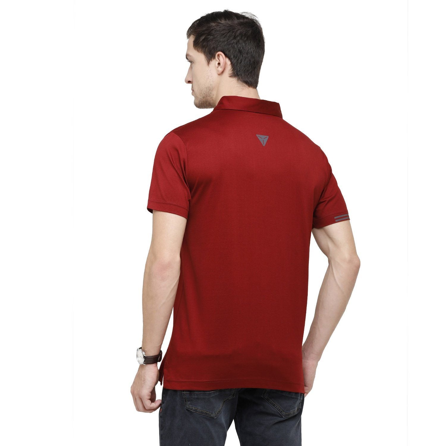 Classic Polo Mens Solid Polo Neck Half Sleeve Slim Fit 100% Cotton Maroon Fashion T-Shirt ( UNICO - 14 B SF P ) T-shirt Classic Polo 
