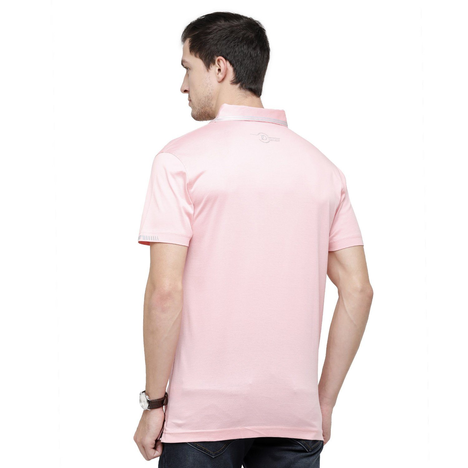 Classic Polo Mens Solid Polo Neck Half Sleeve Slim Fit 100% Cotton Pink Fashion T-Shirt ( UNICO - 15 A SF P ) T-shirt Classic Polo 