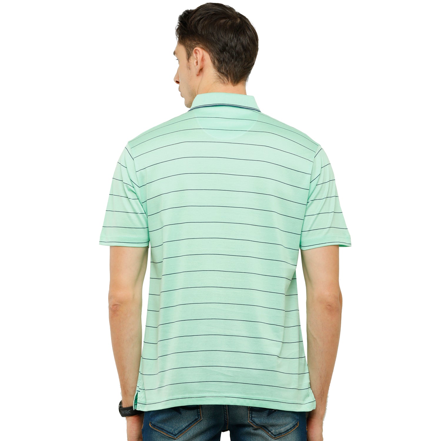 Classic Polo Men's Striped Authentic Fit Half Sleeve Premium L.Blue Stripe T-Shirt - Ultimo -260 A T-shirt Classic Polo 