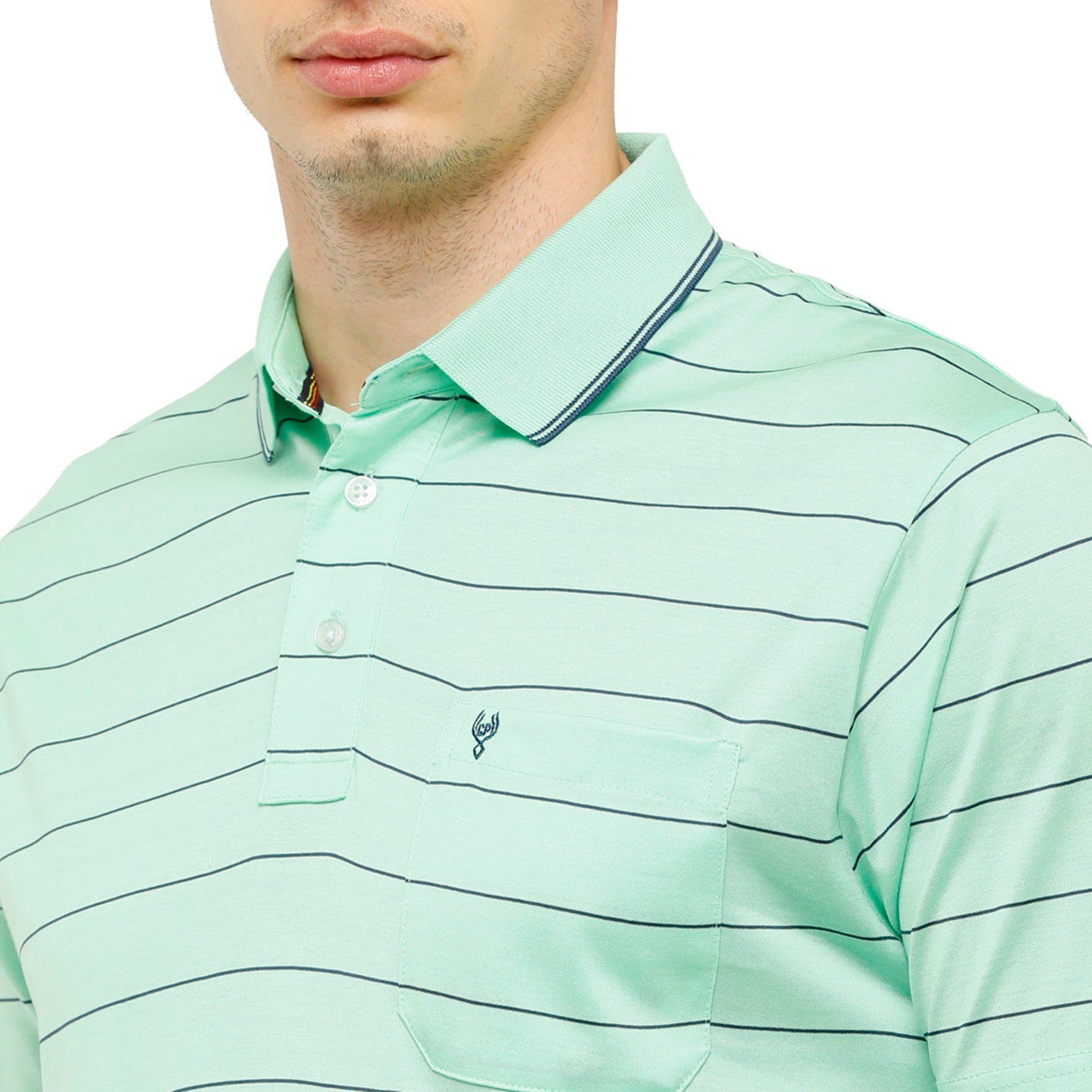 Classic Polo Men's Striped Authentic Fit Half Sleeve Premium L.Blue Stripe T-Shirt - Ultimo -260 A T-shirt Classic Polo 