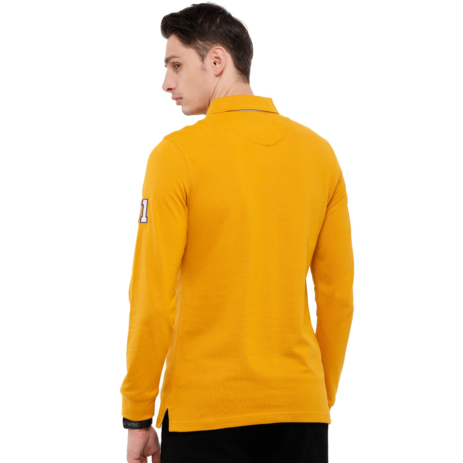 Classic Polo Men's Yellow Solid Polo Full Sleeve Slim Fit T-Shirt - VERNO - 251 B SF P T-shirt Classic Polo 
