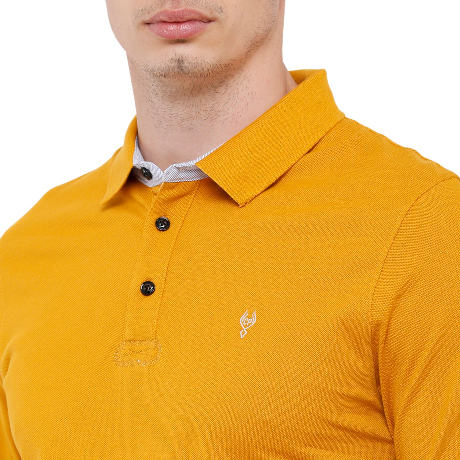 Classic Polo Men's Yellow Solid Polo Full Sleeve Slim Fit T-Shirt - VERNO - 251 B SF P T-shirt Classic Polo 