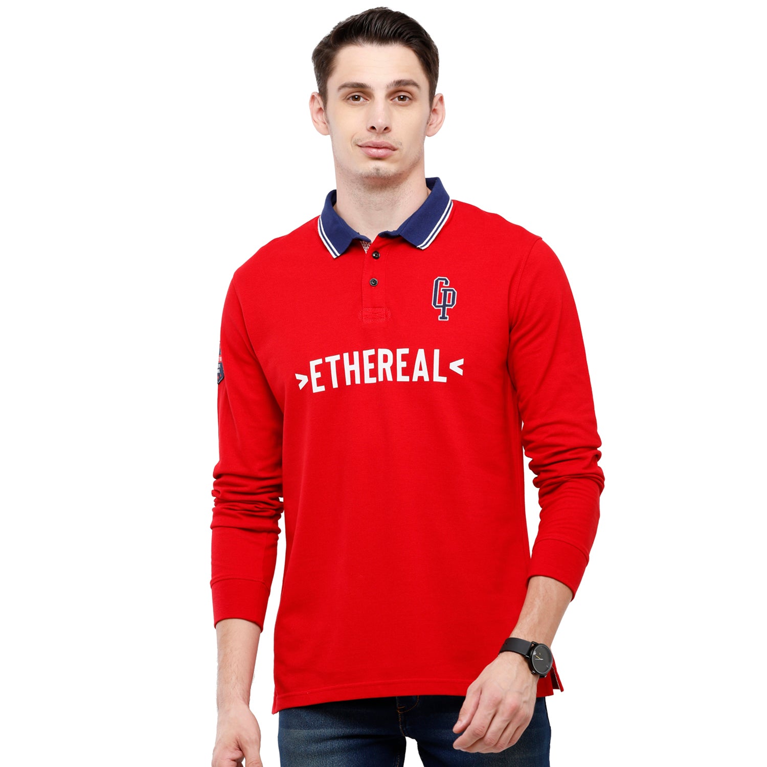 Classic Polo Men's Red Polo Full Sleeve Slim Fit T-Shirt - VERNO - 254 A SF P T-shirt Classic Polo 