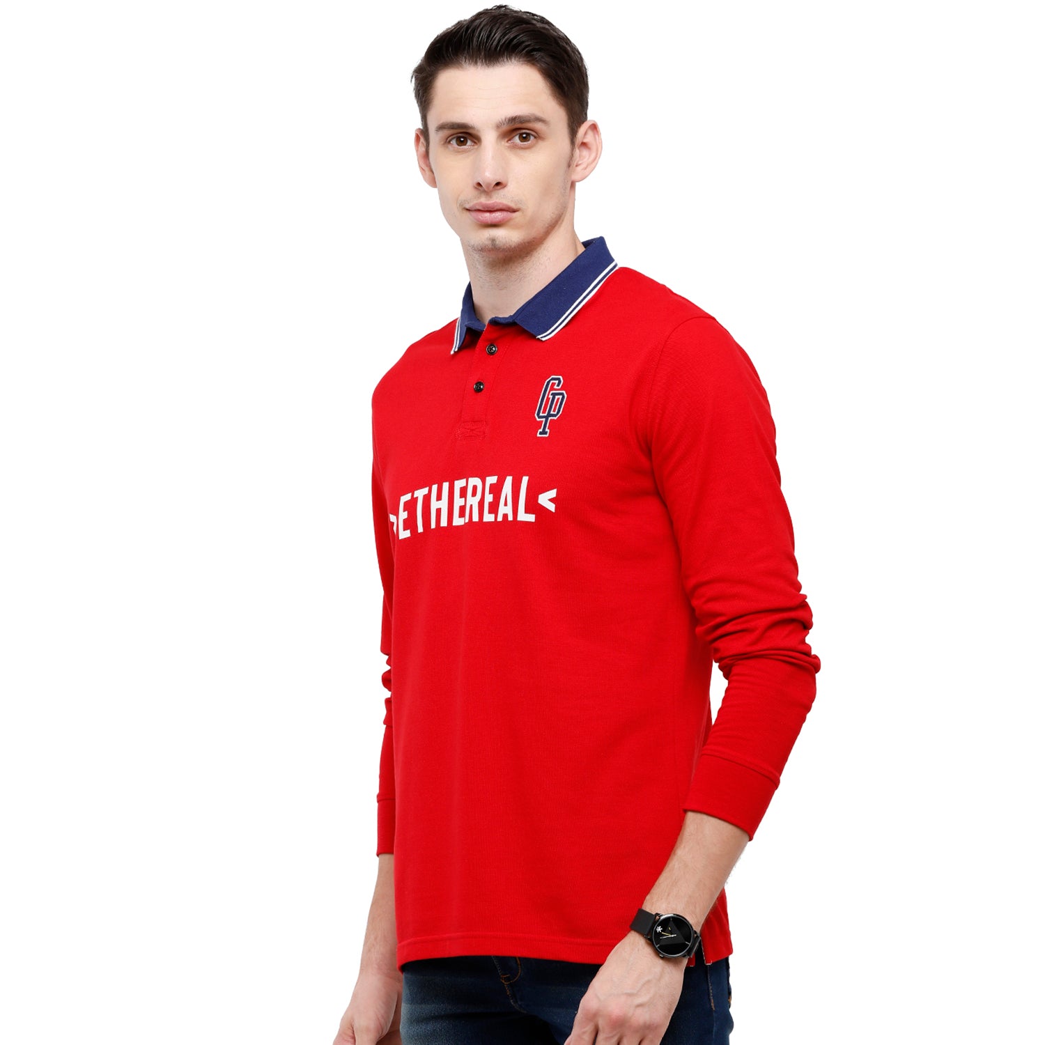Classic Polo Men's Red Polo Full Sleeve Slim Fit T-Shirt - VERNO - 254 A SF P T-shirt Classic Polo 