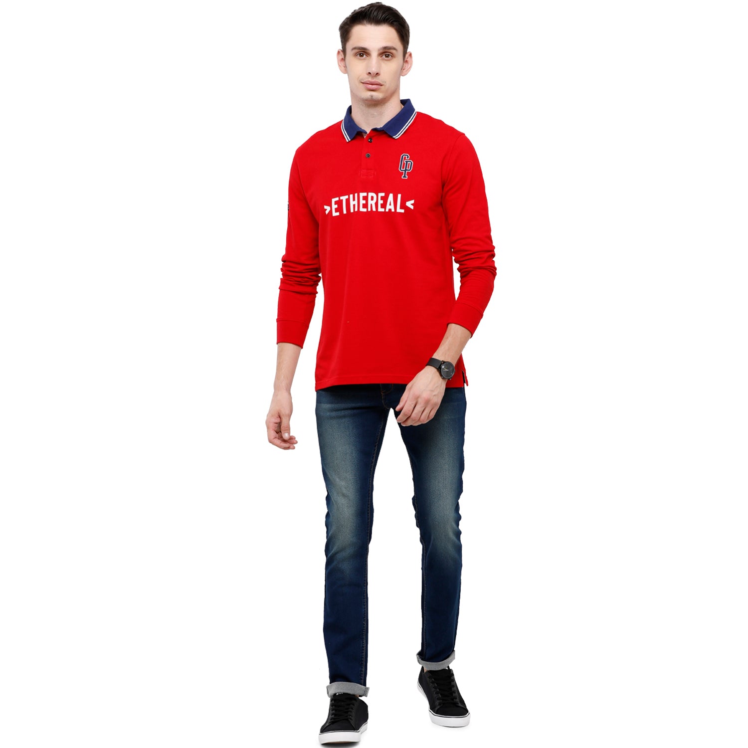 Classic Polo Men's Red Polo Full Sleeve Slim Fit T-Shirt - VERNO - 254 A SF P T-shirt Classic Polo 